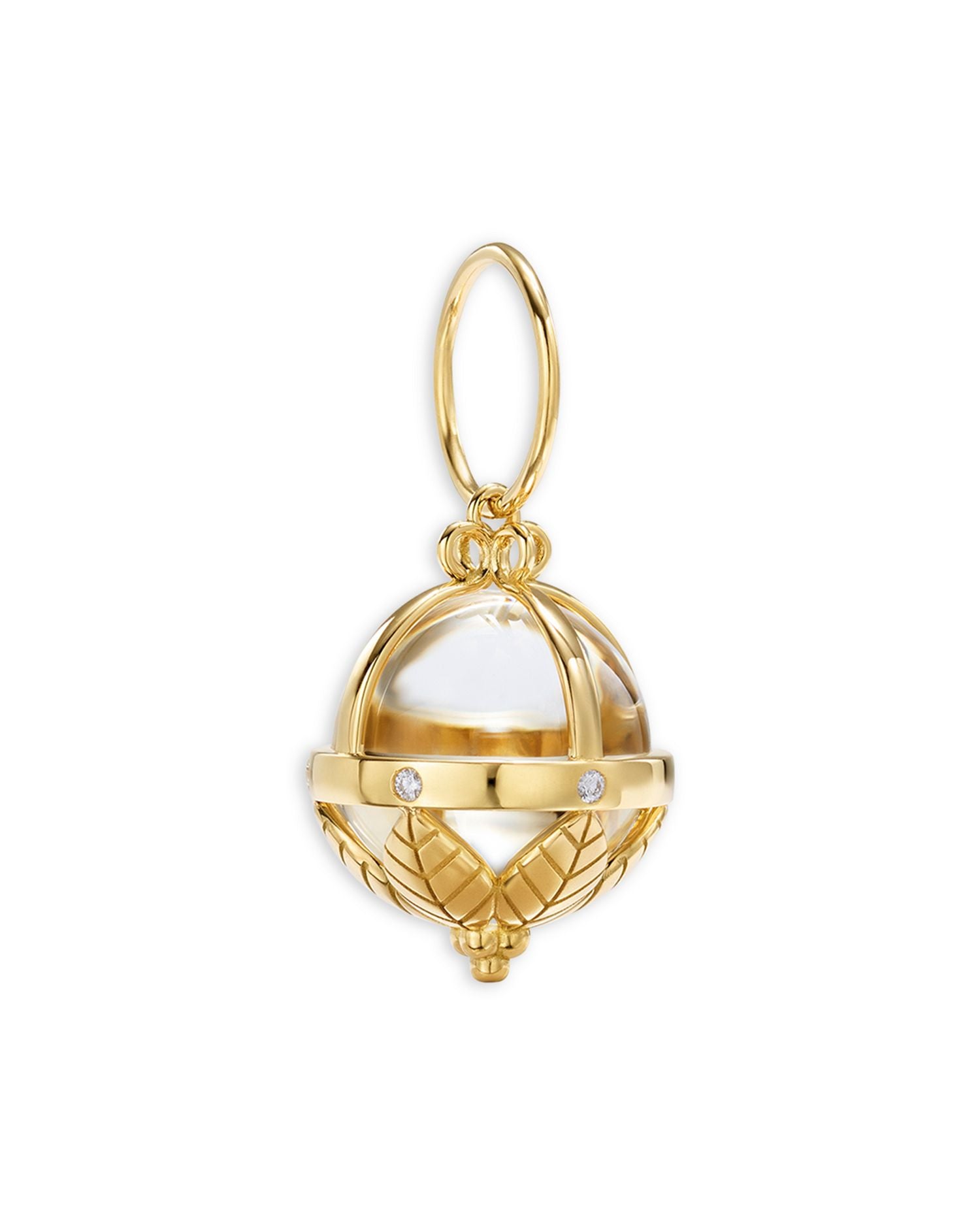 18K Yellow Gold FJ Crystal & Diamond Amulet Pendant