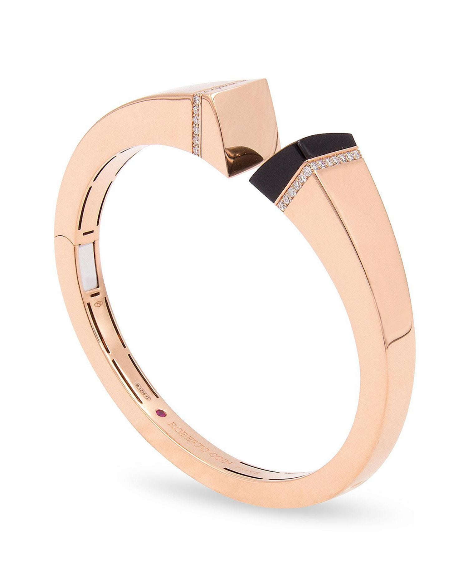 18K Rose Gold Sauvage Black Jade & Diamond Pavé Bangle Bracelet