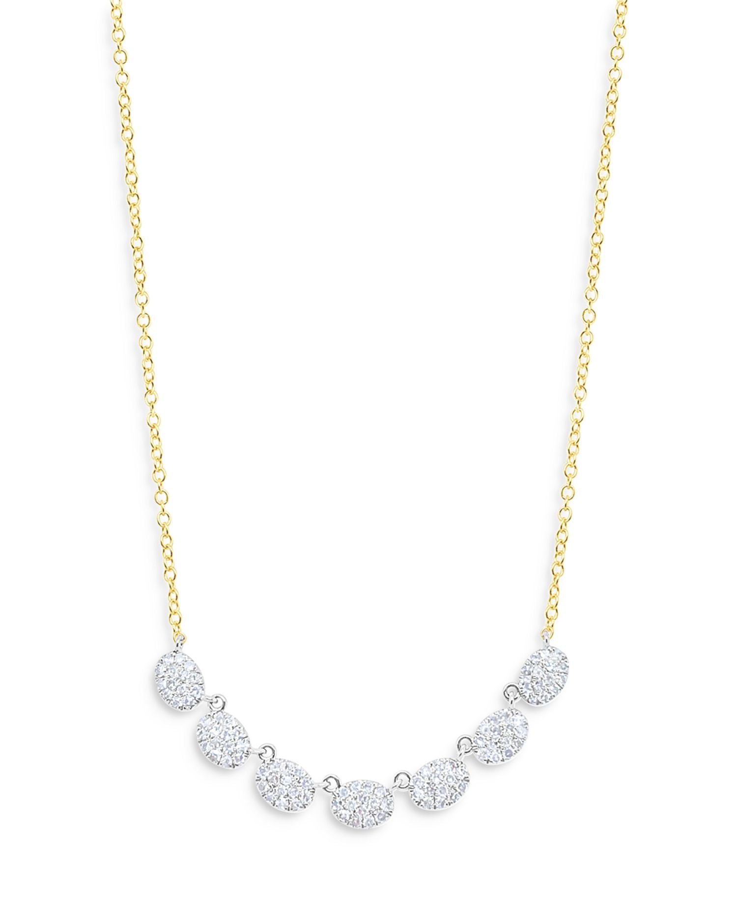 14K White & Yellow Gold Diamond Seven Cluster Collar Necklace, 18-20'