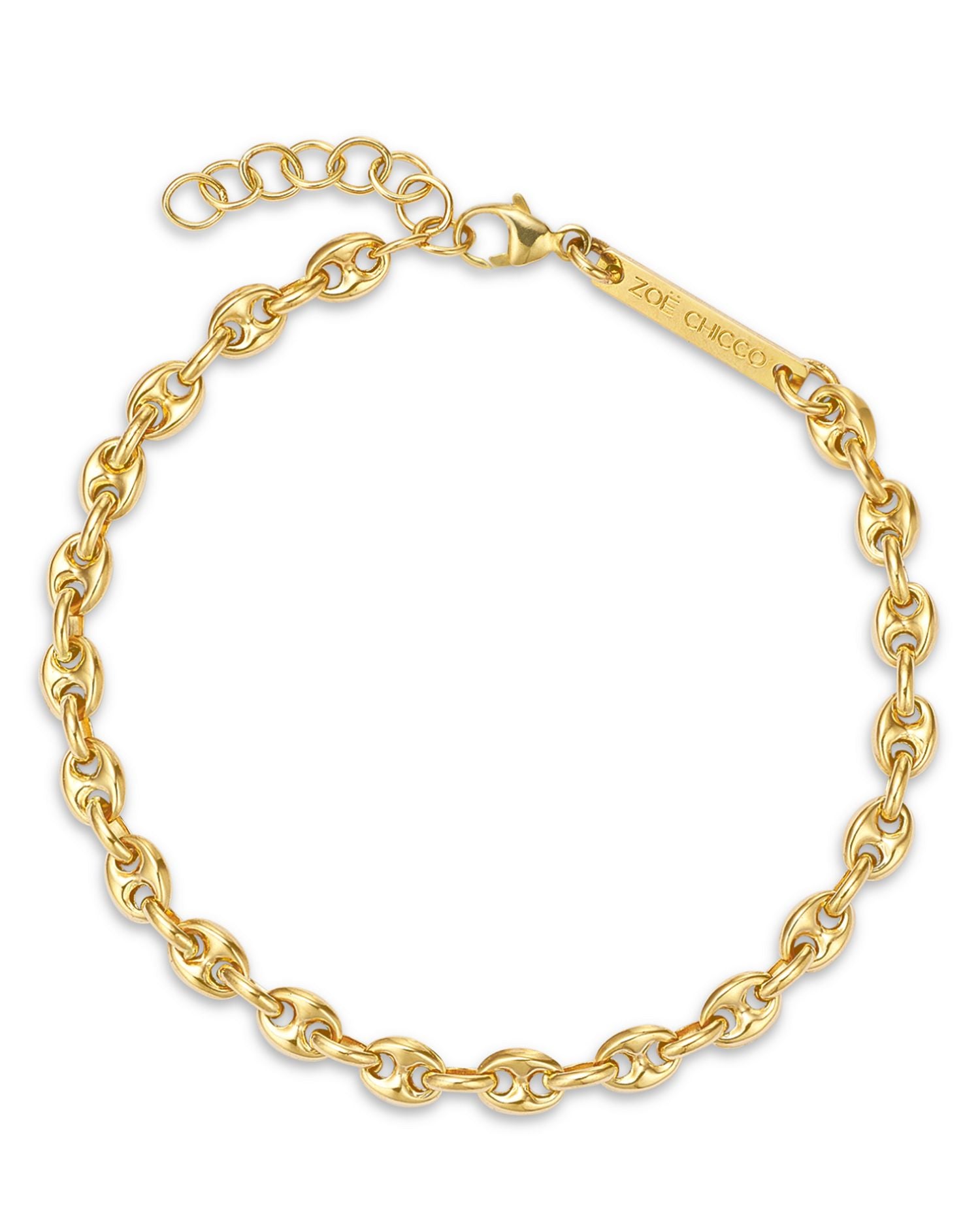 14K Yellow Gold Heavy Metal Puff Mariner Link Chain Bracelet