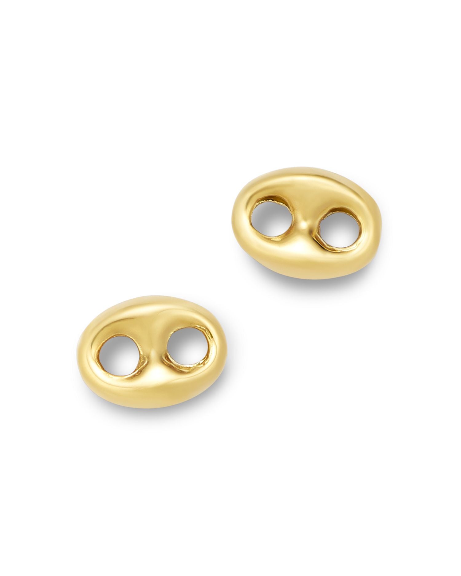 14K Yellow Gold Heavy Metal Mariner Link Stud Earrings