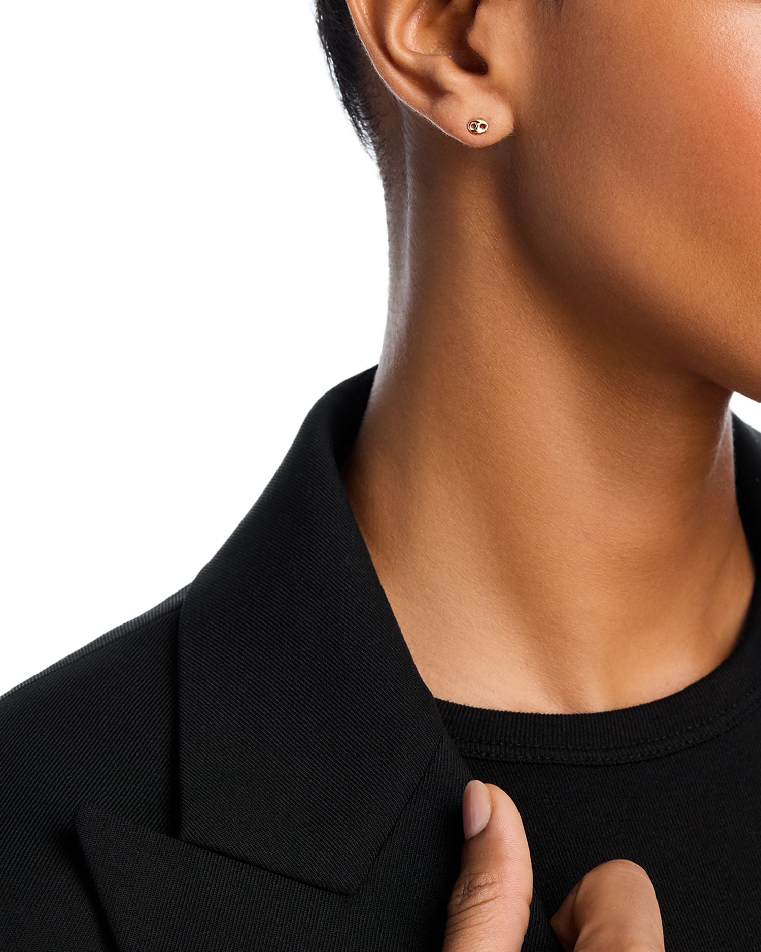 14K Yellow Gold Heavy Metal Mariner Link Stud Earrings