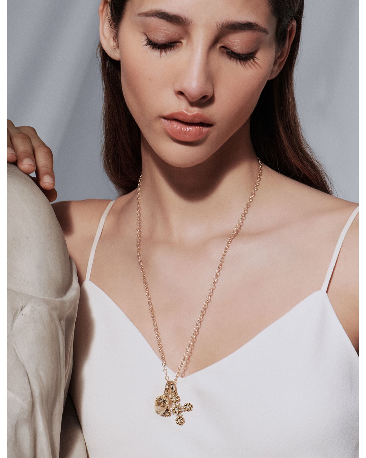 18K Yellow Gold Crystal & Diamond Arcadia Amulet Pendant