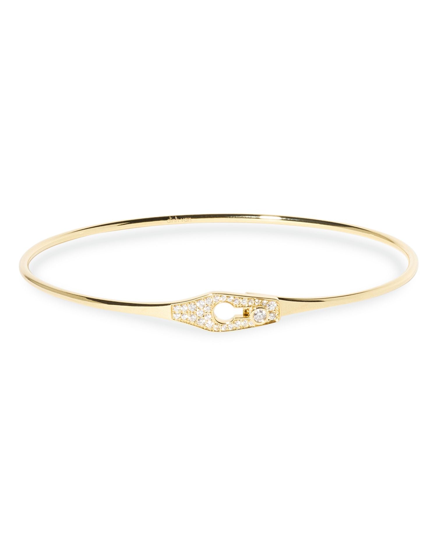 18K Yellow Gold Serrure Diamond Clasp Bangle Bracelet