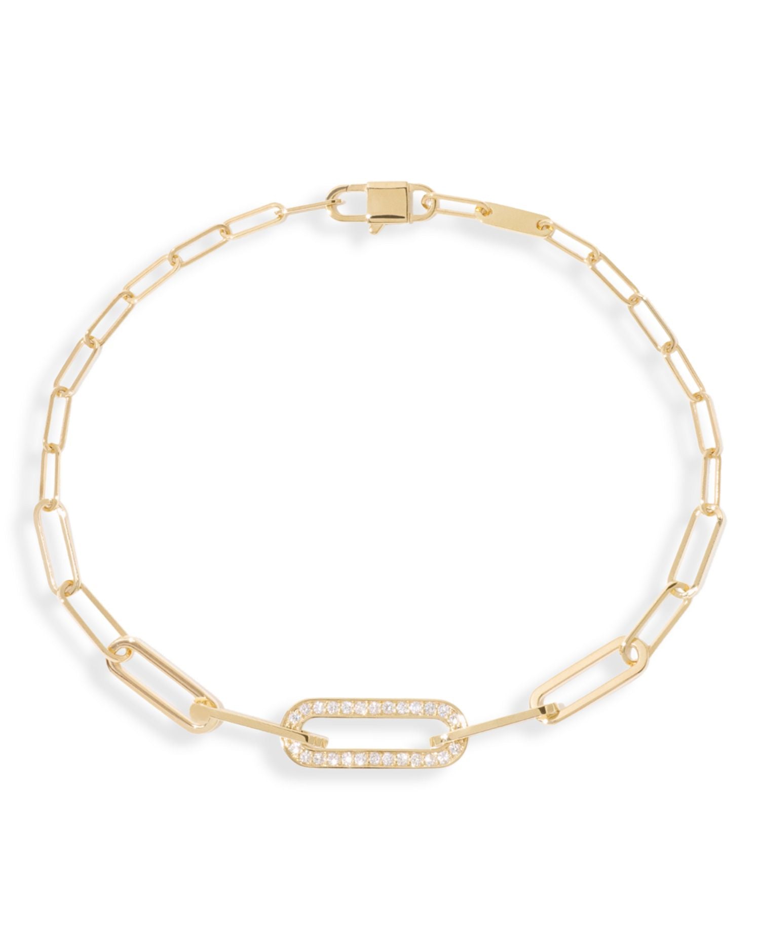 18K Yellow Gold Maillon Diamond Pavé Small Link Bracelet