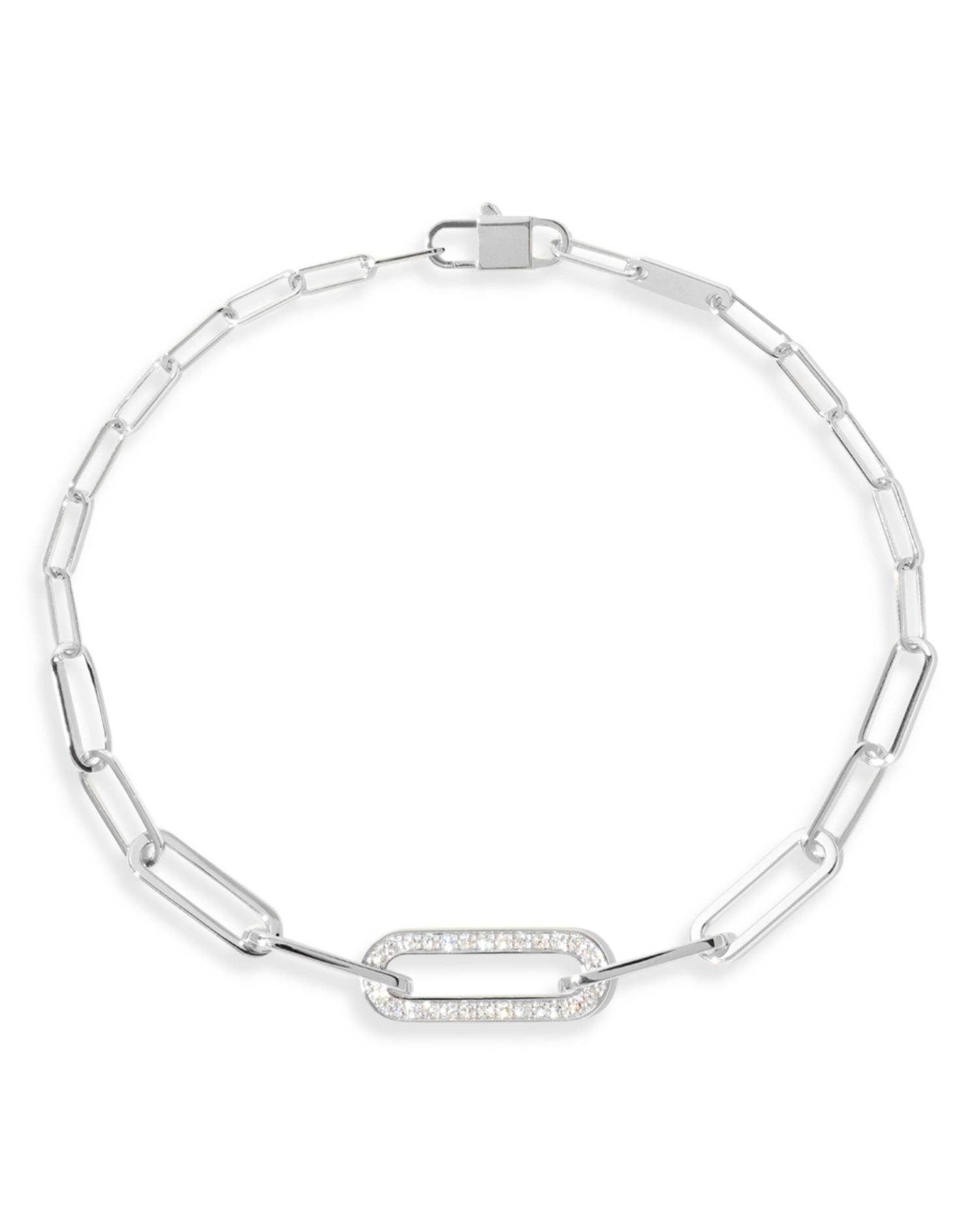 18K White Gold Maillon Diamond Pavé Small Link Bracelet