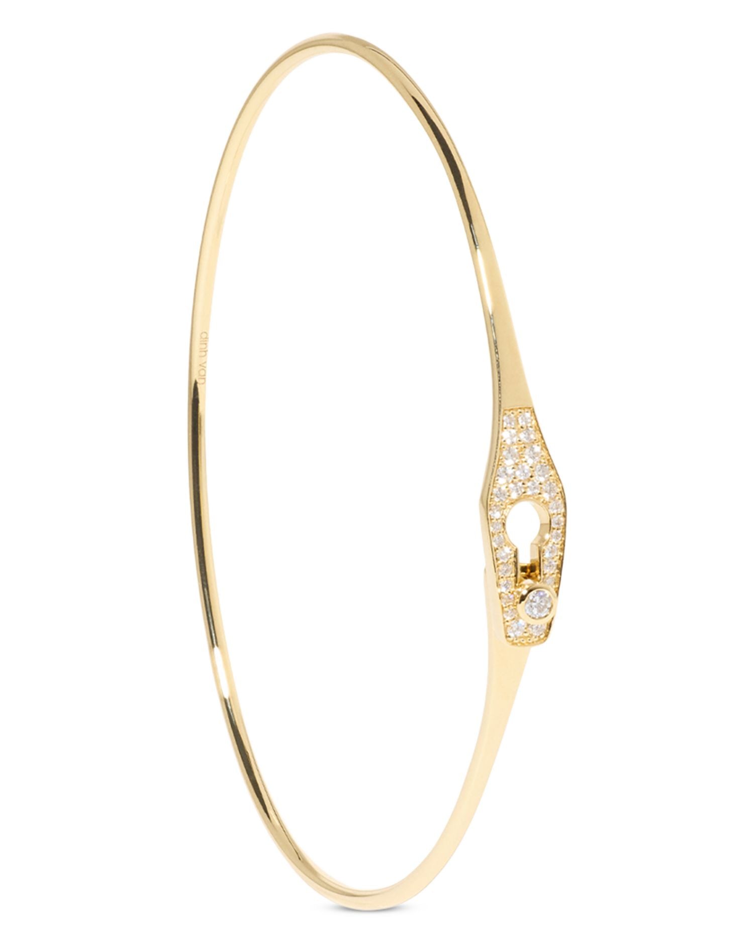 18K Yellow Gold Serrure Diamond Clasp Bangle Bracelet