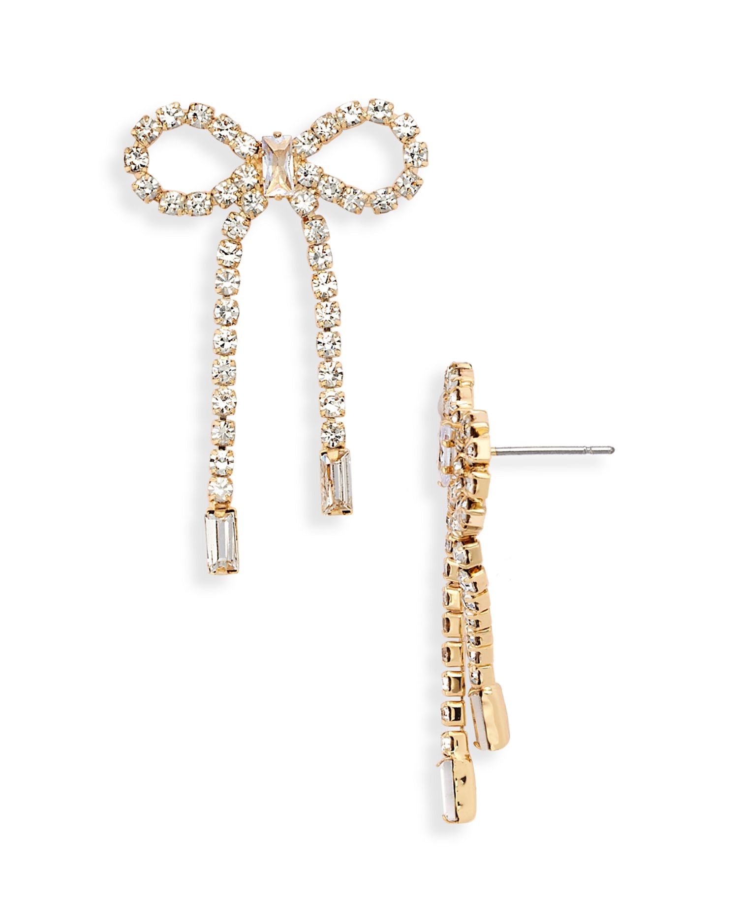 Cubic Zirconia Bow Drop Earrings - Exclusive