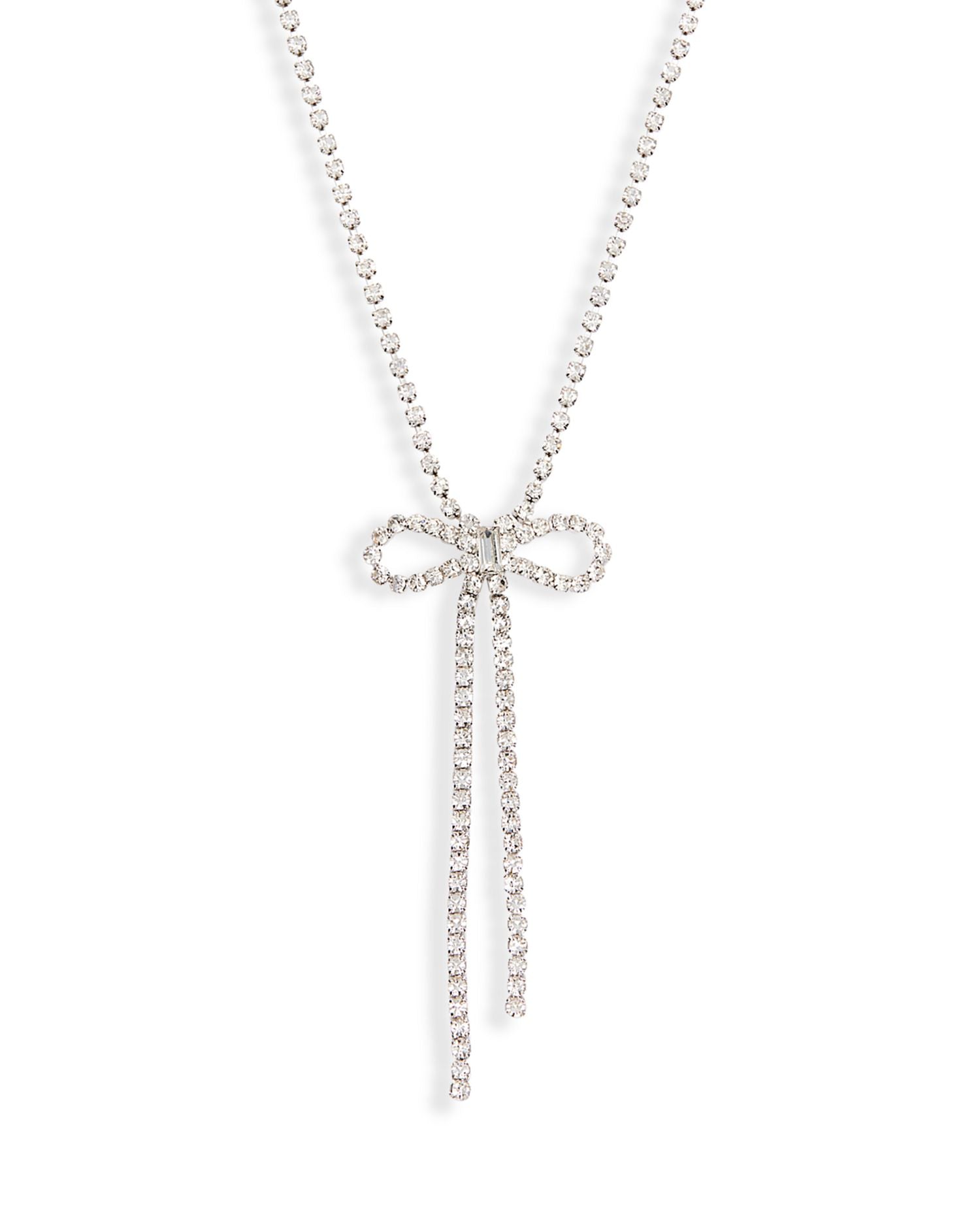 Crystal Bow Lariat Necklace, 17"-20" - Exclusive