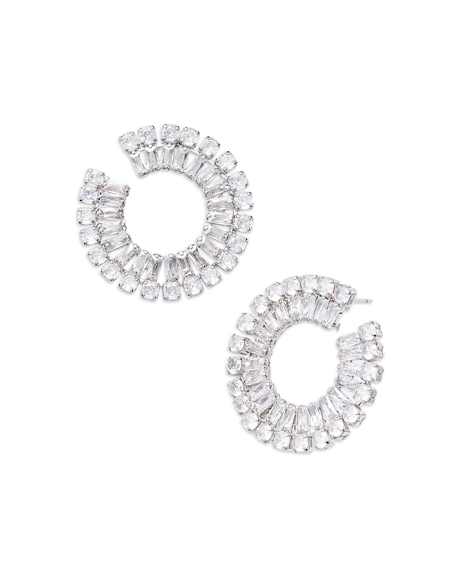Cubic Zirconia Open Circle Drop Earrings - Exclusive