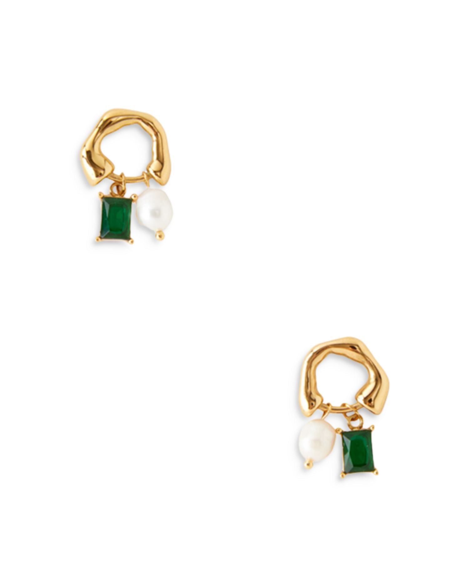 Color Crystal & Imitation Pearl Earrings in 18K Gold Plated Stainless Steel - Exclusive