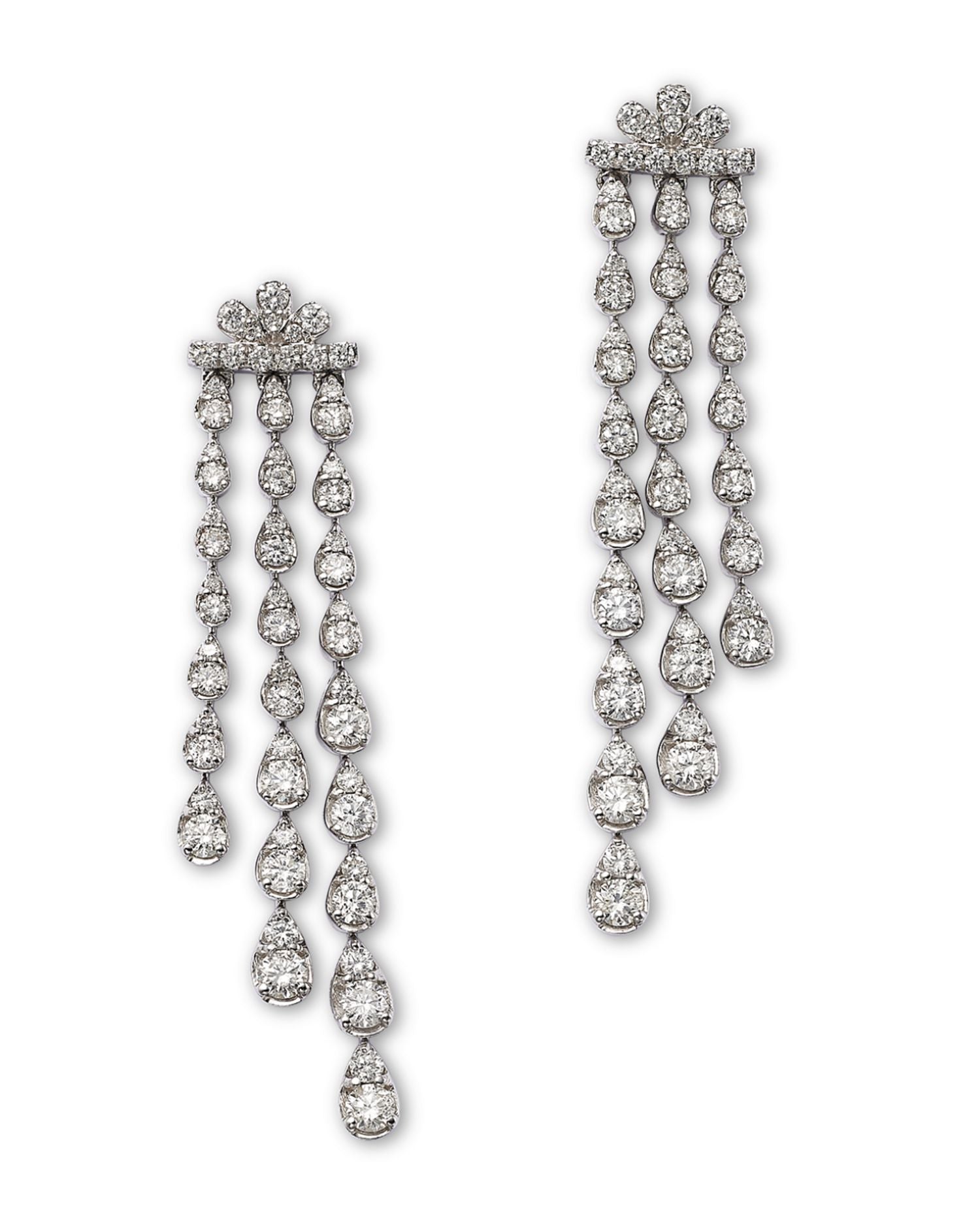 14K White Gold Diamond Drop Earrings, 2.00 ct. t.w.