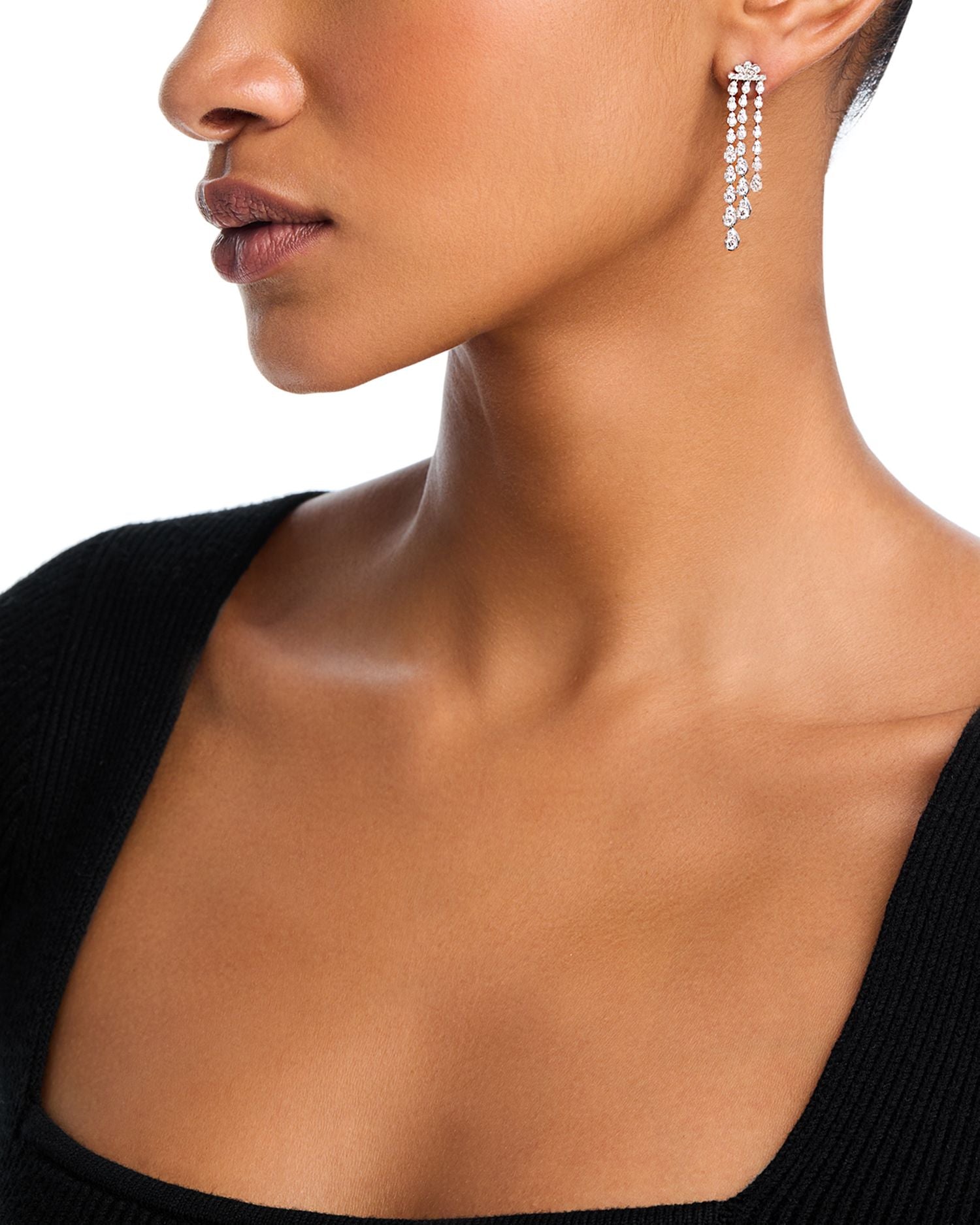 14K White Gold Diamond Drop Earrings, 2.00 ct. t.w.