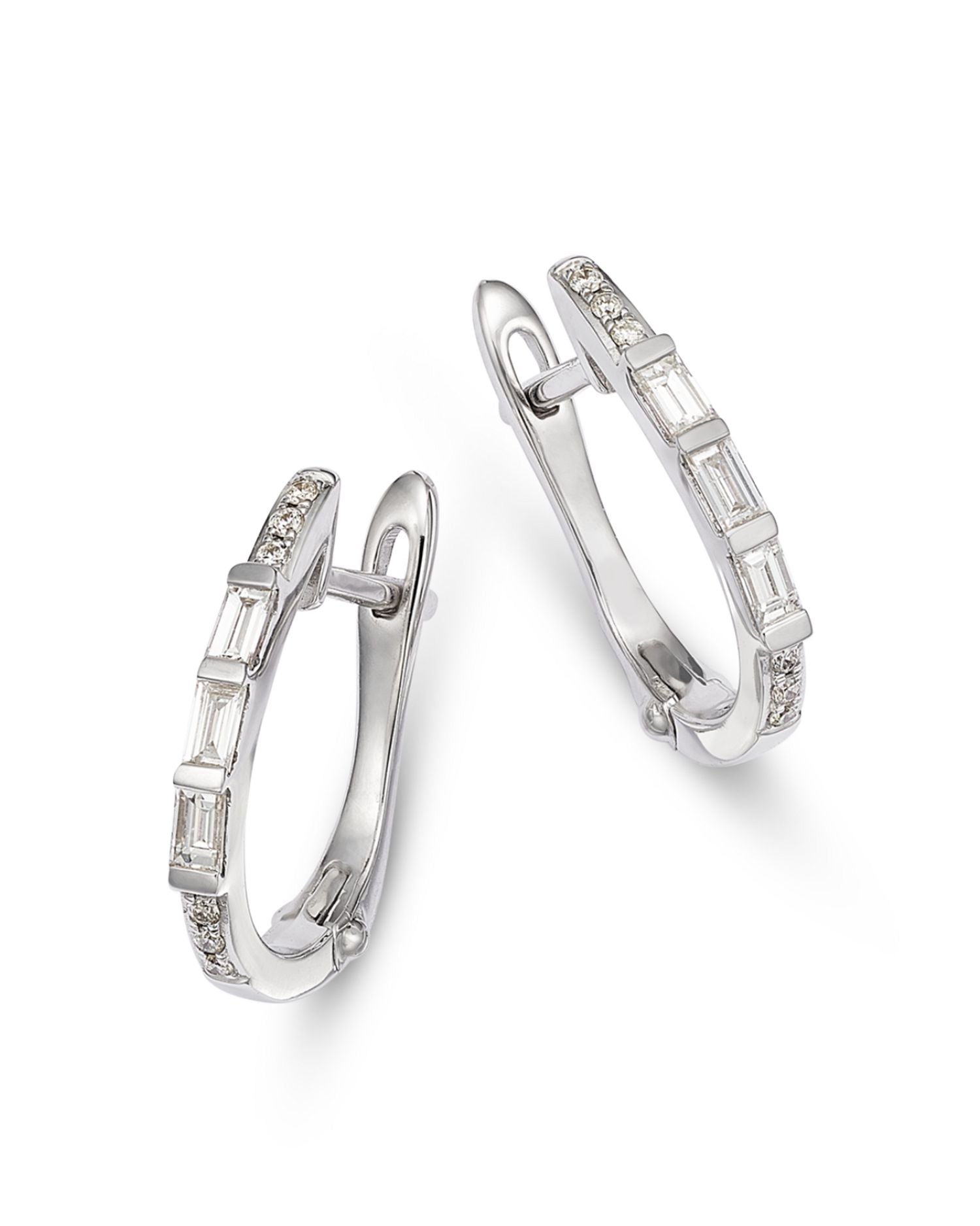 14K White Gold Diamond Huggie Hoop Earrings, 0.25 ct. t.w.