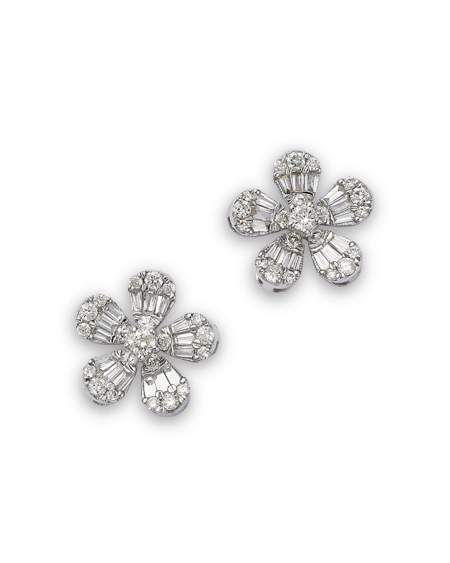 14K White Gold Diamond Flower Stud Earrings, 0.55 ct. t.w.