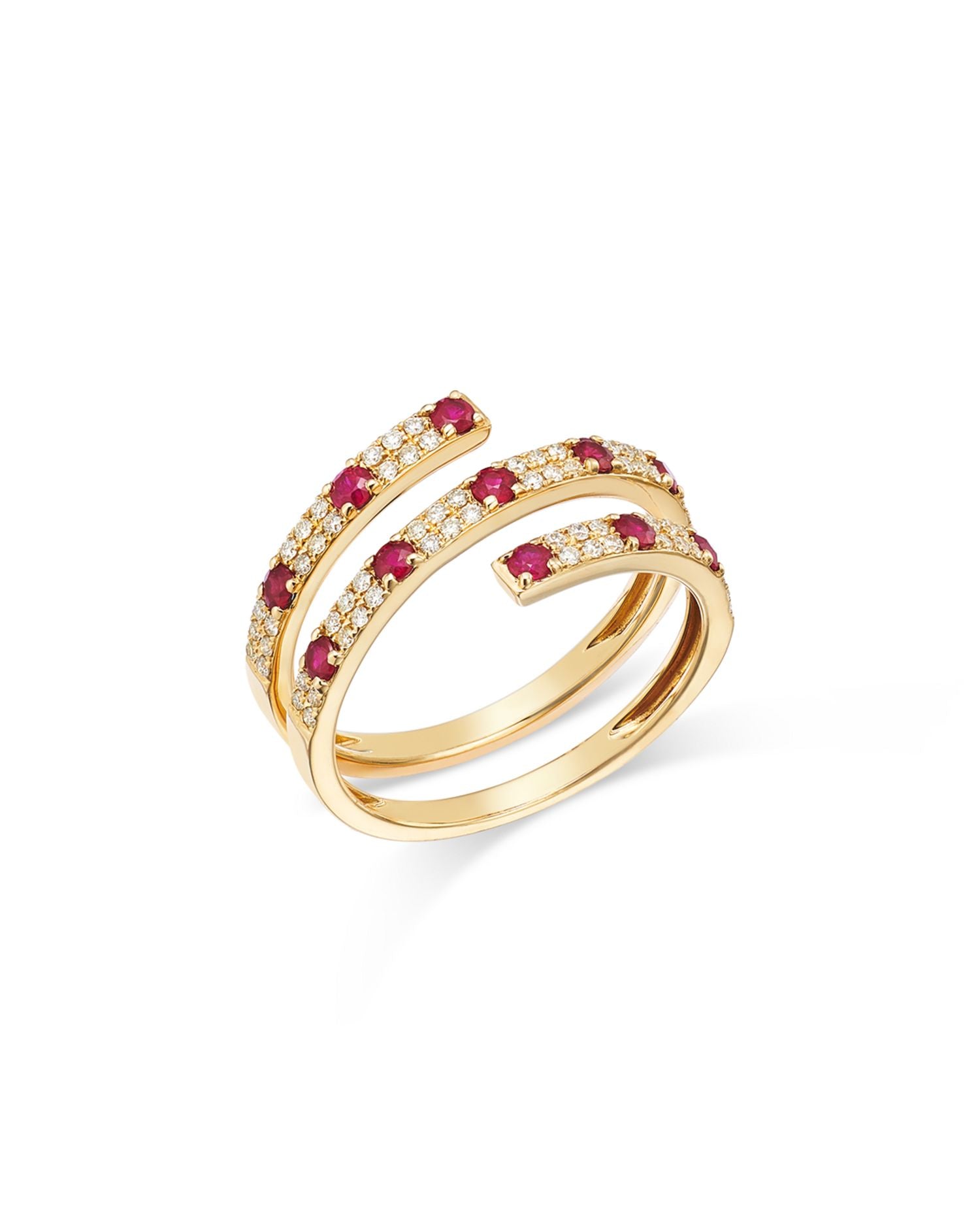 14K Yellow Gold Ruby & Diamond Twist Ring
