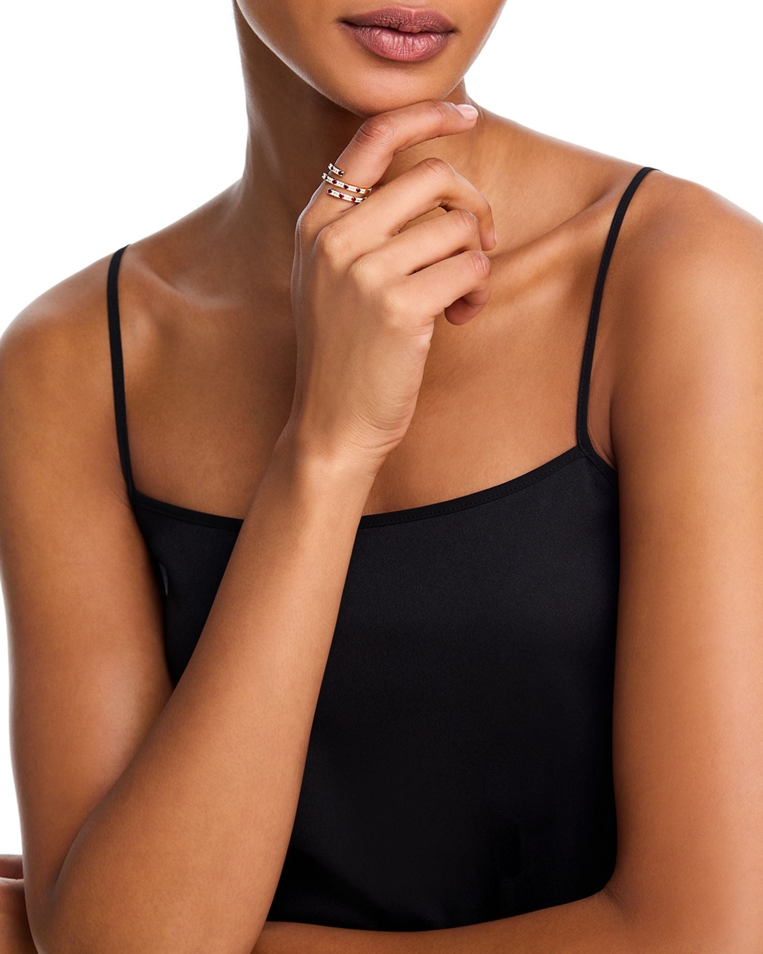 14K Yellow Gold Ruby & Diamond Twist Ring