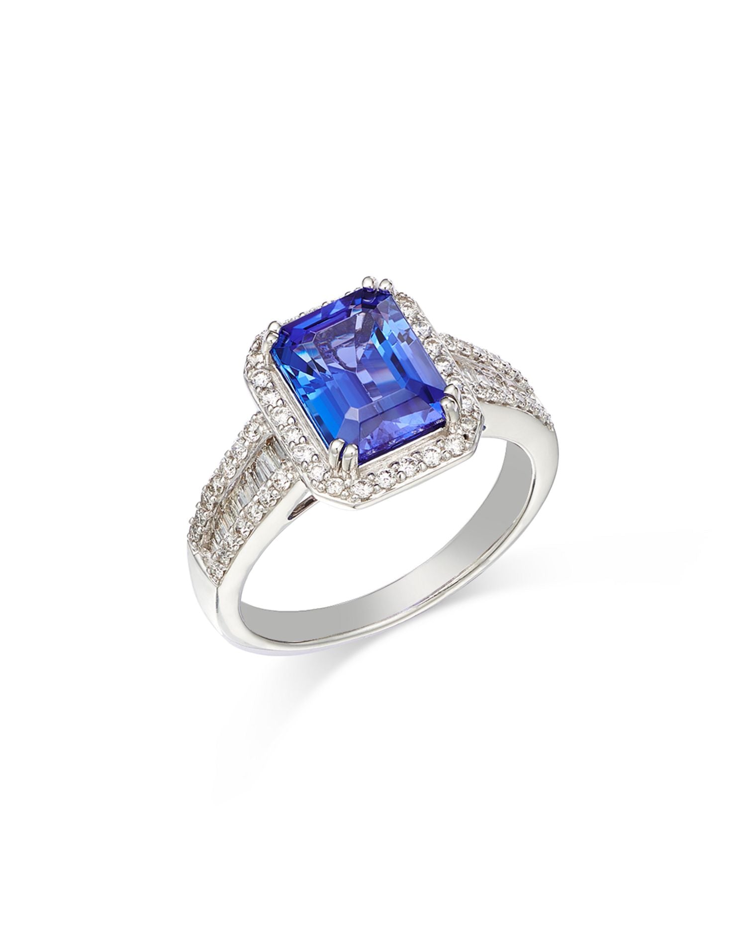 14K White Gold Tanzanite & Diamond Ring