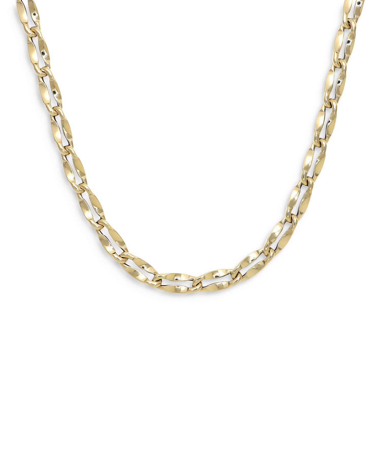 14K Yellow Gold Wave Petali Open Link 18' Collar Necklace