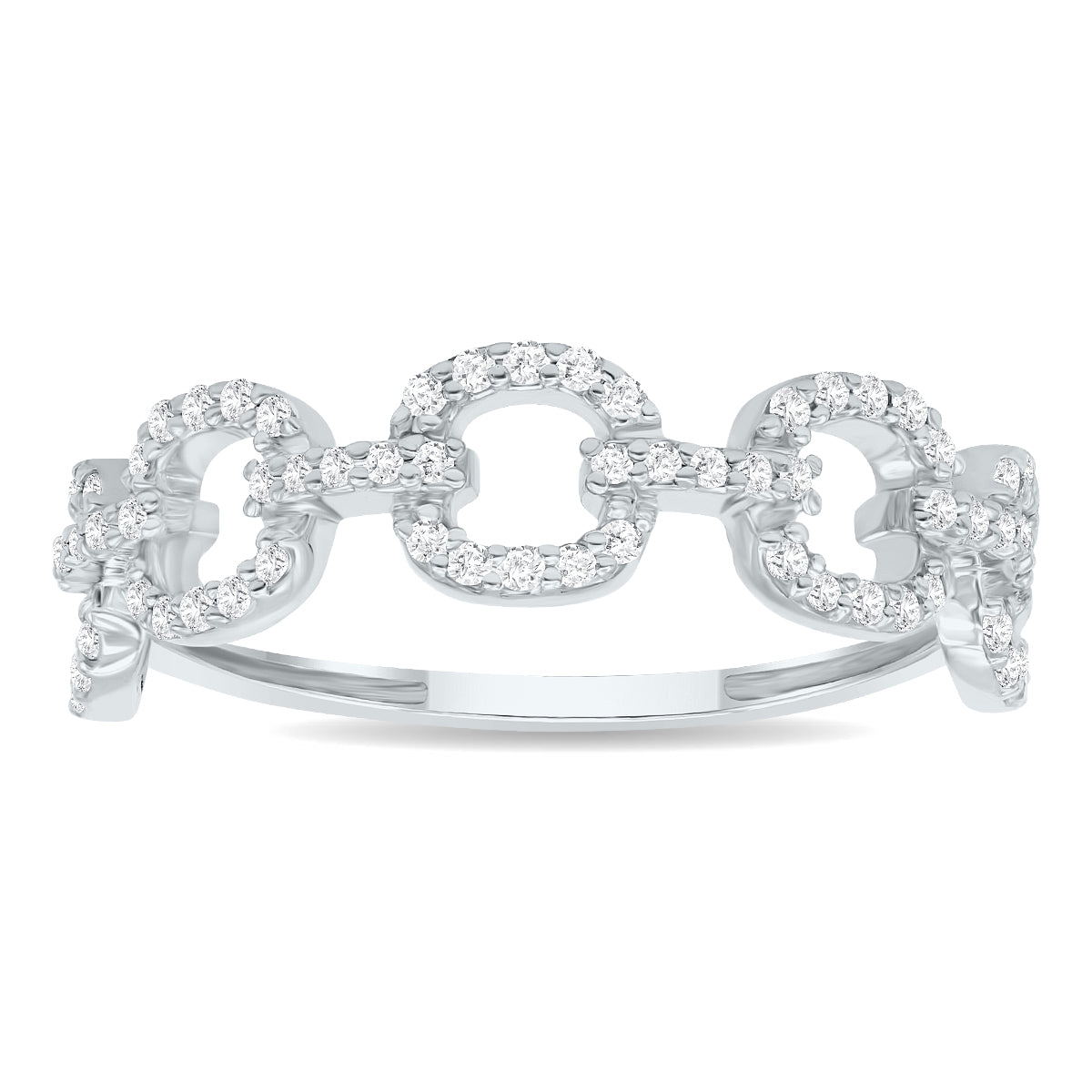 Women's 1/4 Carat TW Diamond Link Wedding Fashion Or Anniversary Band In 10K White Gold