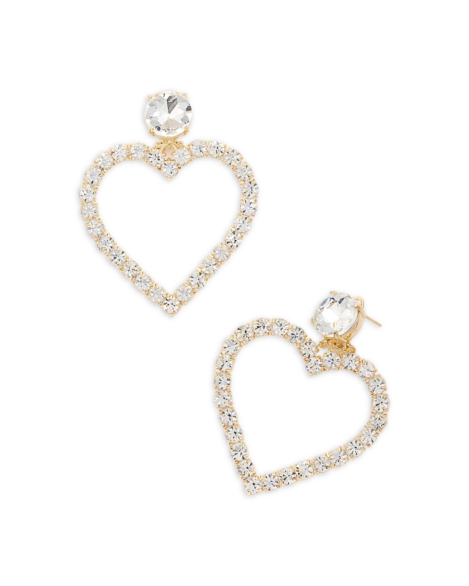 Big Heart Cubic Zirconia Open Drop Earrings in 14K Gold Plated - Exclusive