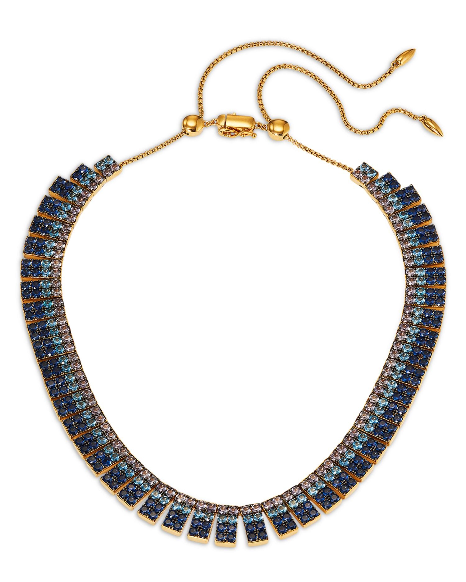 Nano Crystal & Stone Choker Necklace in 18K Gold Plated & Ruthenium Plated, 18" - Exclusive