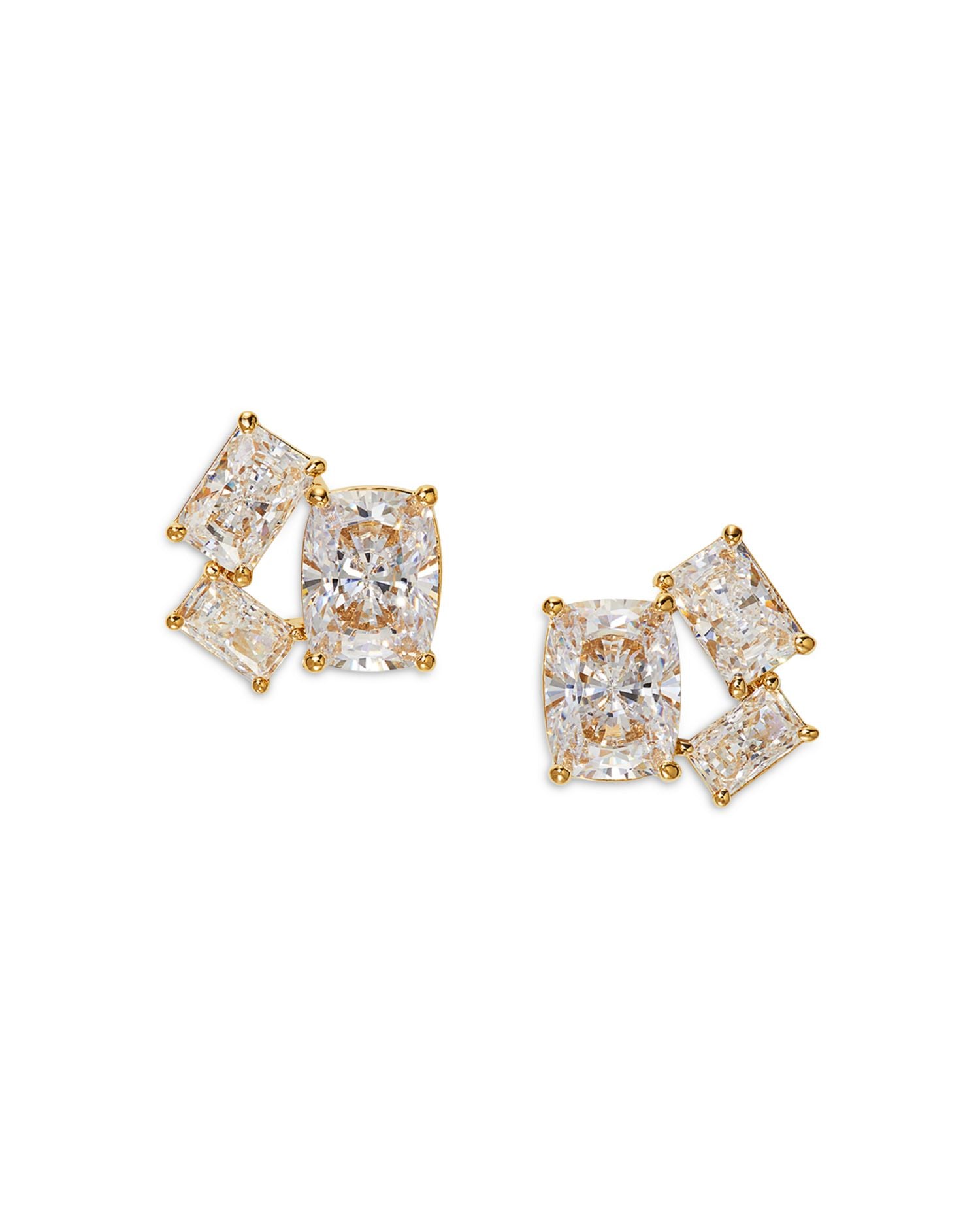 Cubic Zirconia Cluster Stud Earrings in 18K Gold Plated