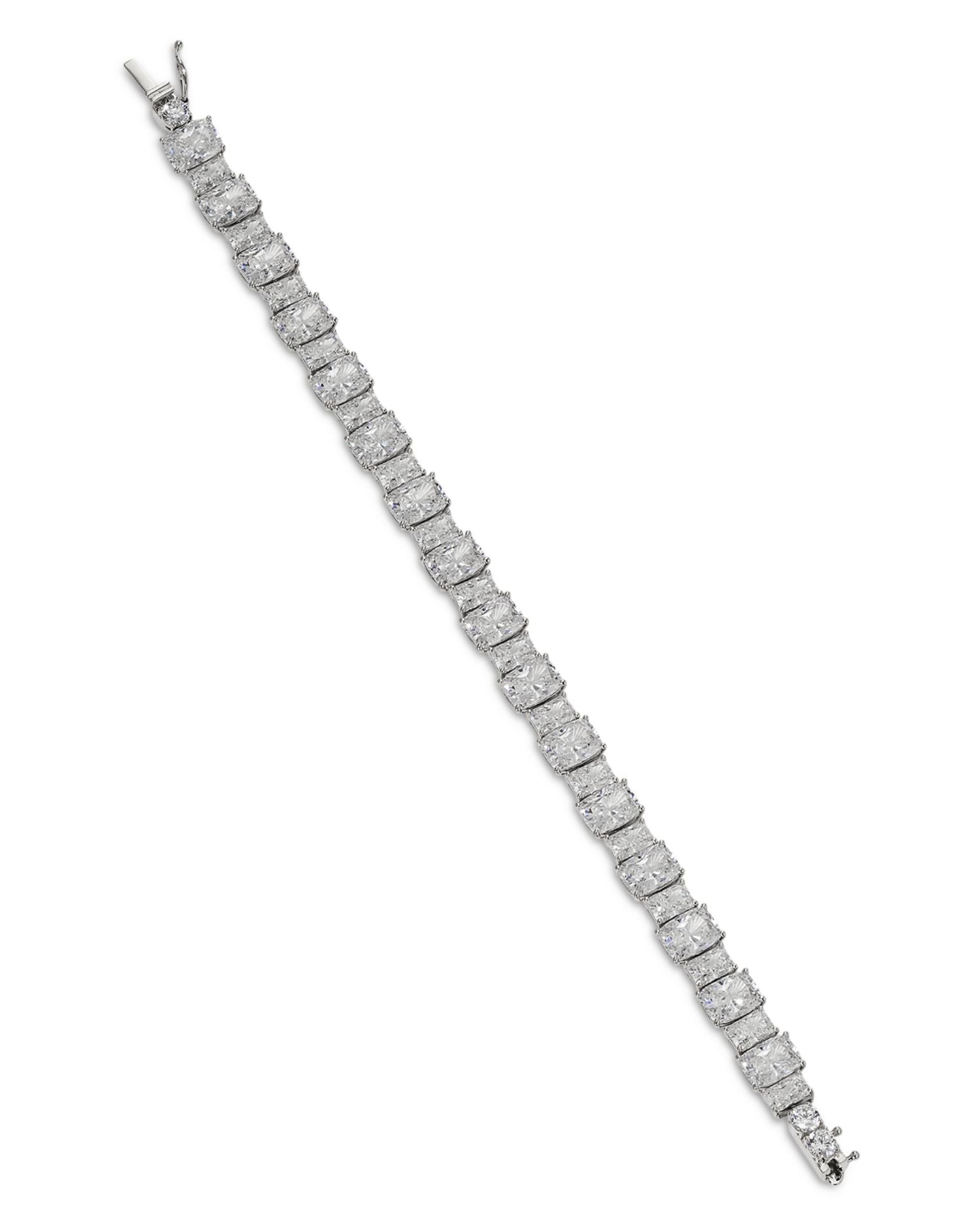 Cubic Zirconia Tennis Bracelet in Rhodium Plated