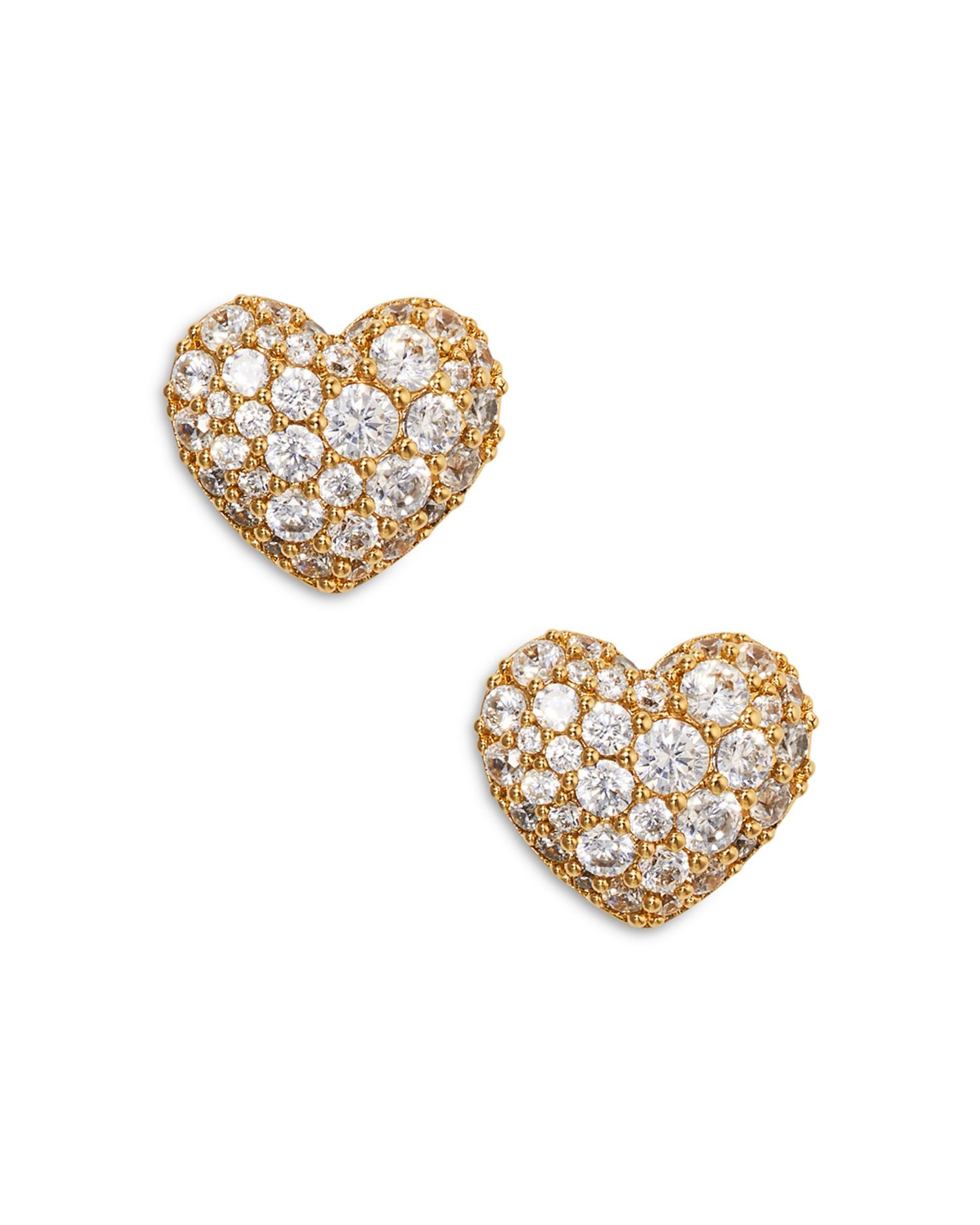 Cubic Zirconia Heart Stud Earrings in 18K Gold Plated