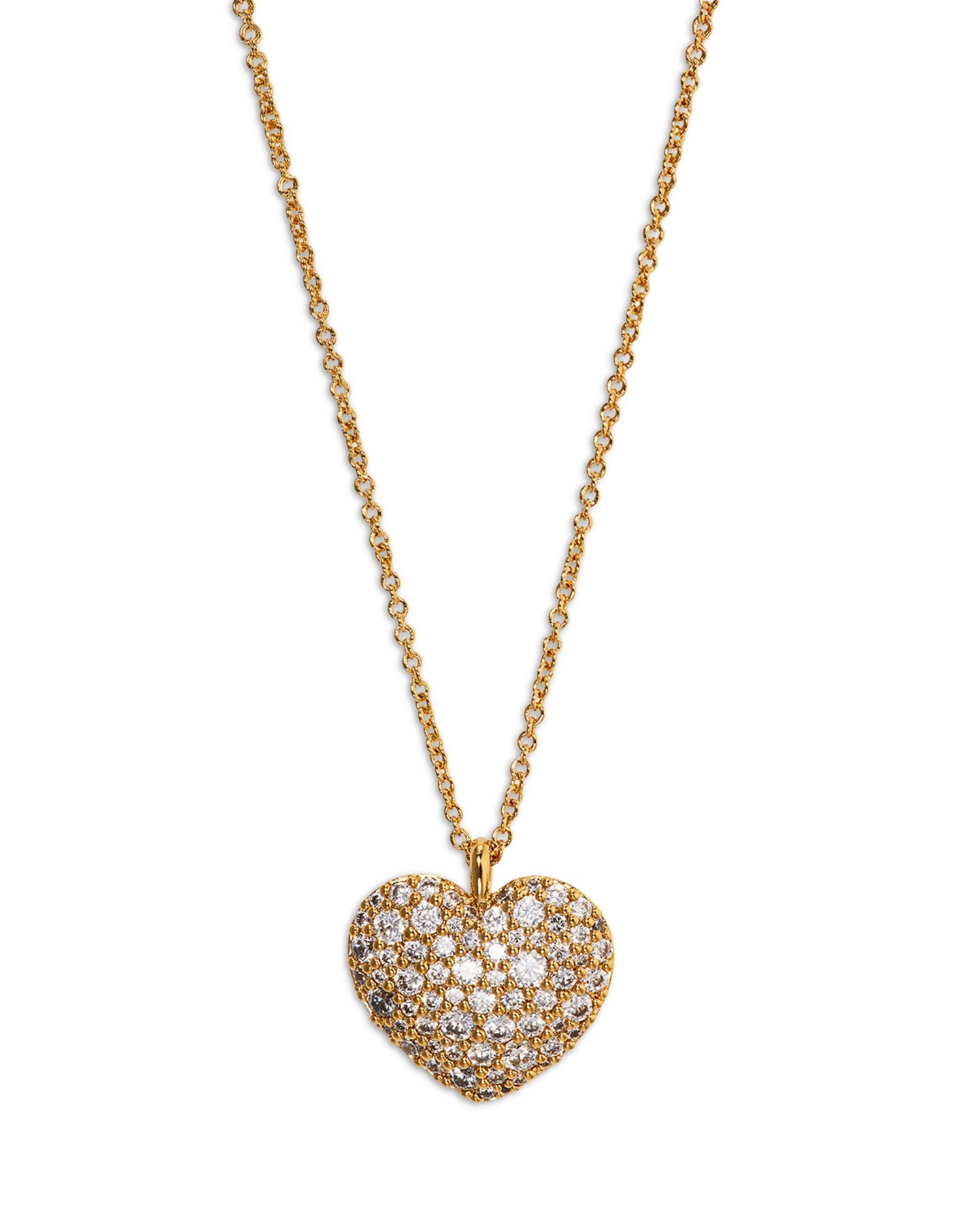 Cubic Zirconia Heart Pendant Necklace in 18K Gold Plated, 16'-18'