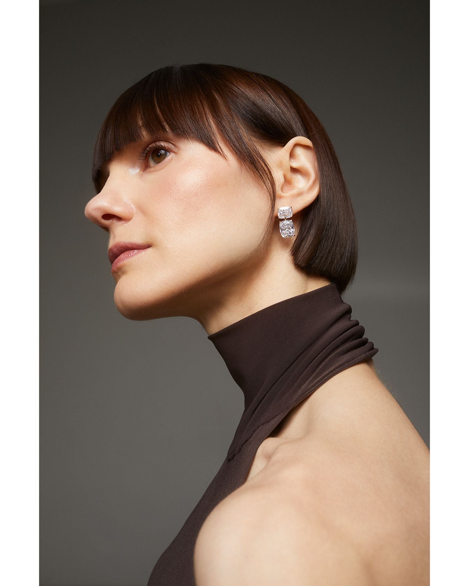 Cubic Zirconia Double Drop Earrings in 18K Gold Plated