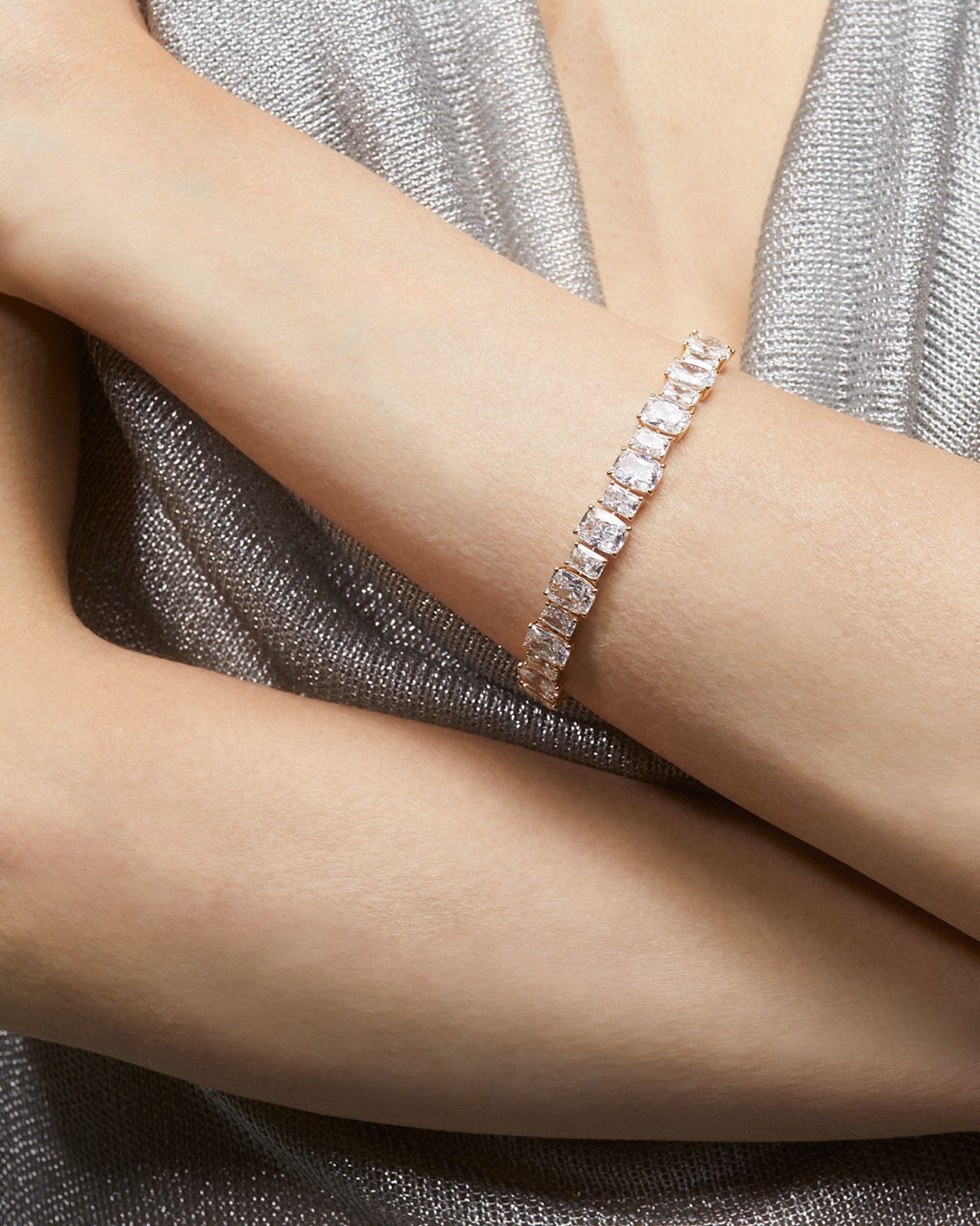 Cubic Zirconia Tennis Bracelet in Rhodium Plated