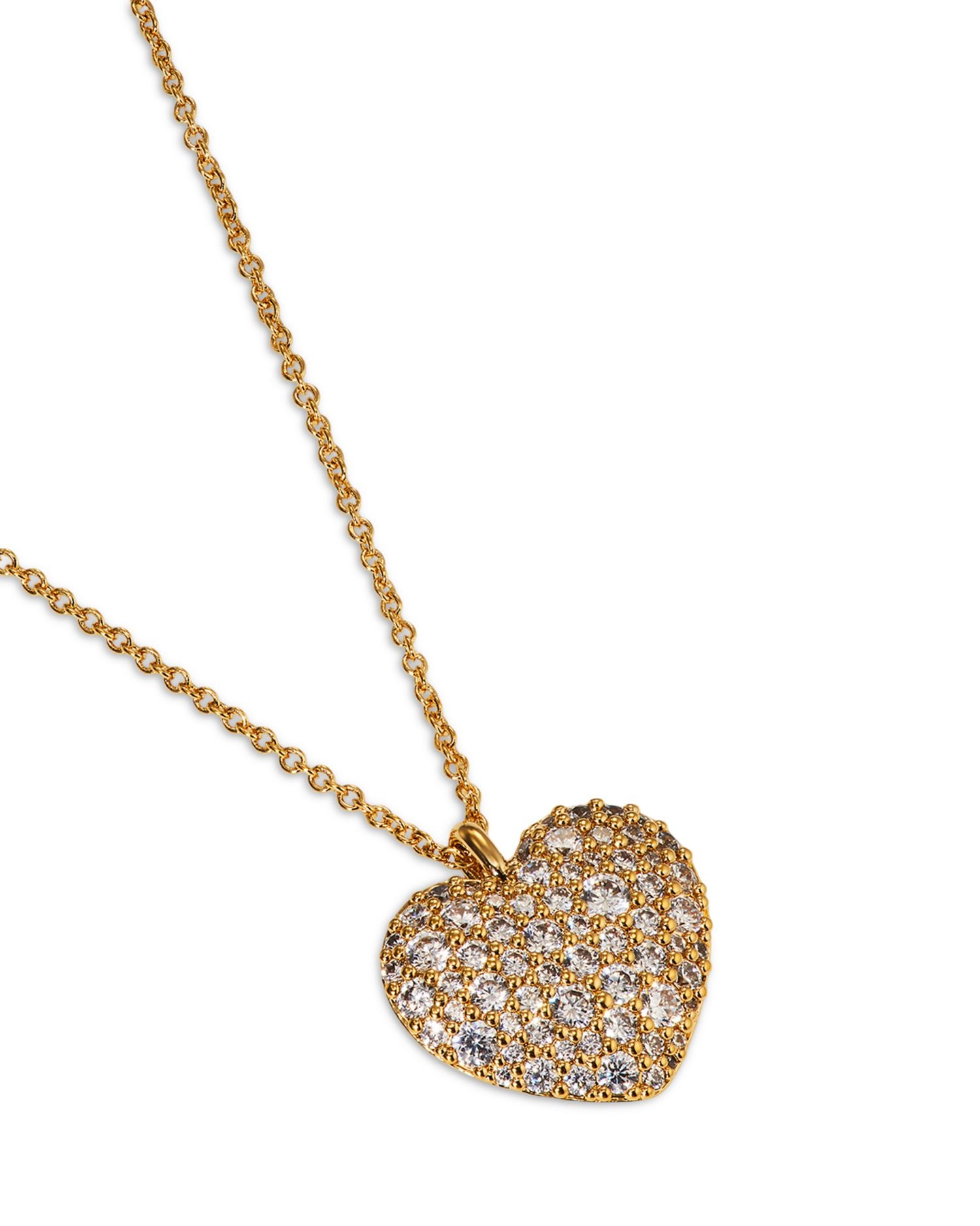 Cubic Zirconia Heart Pendant Necklace in 18K Gold Plated, 16'-18'