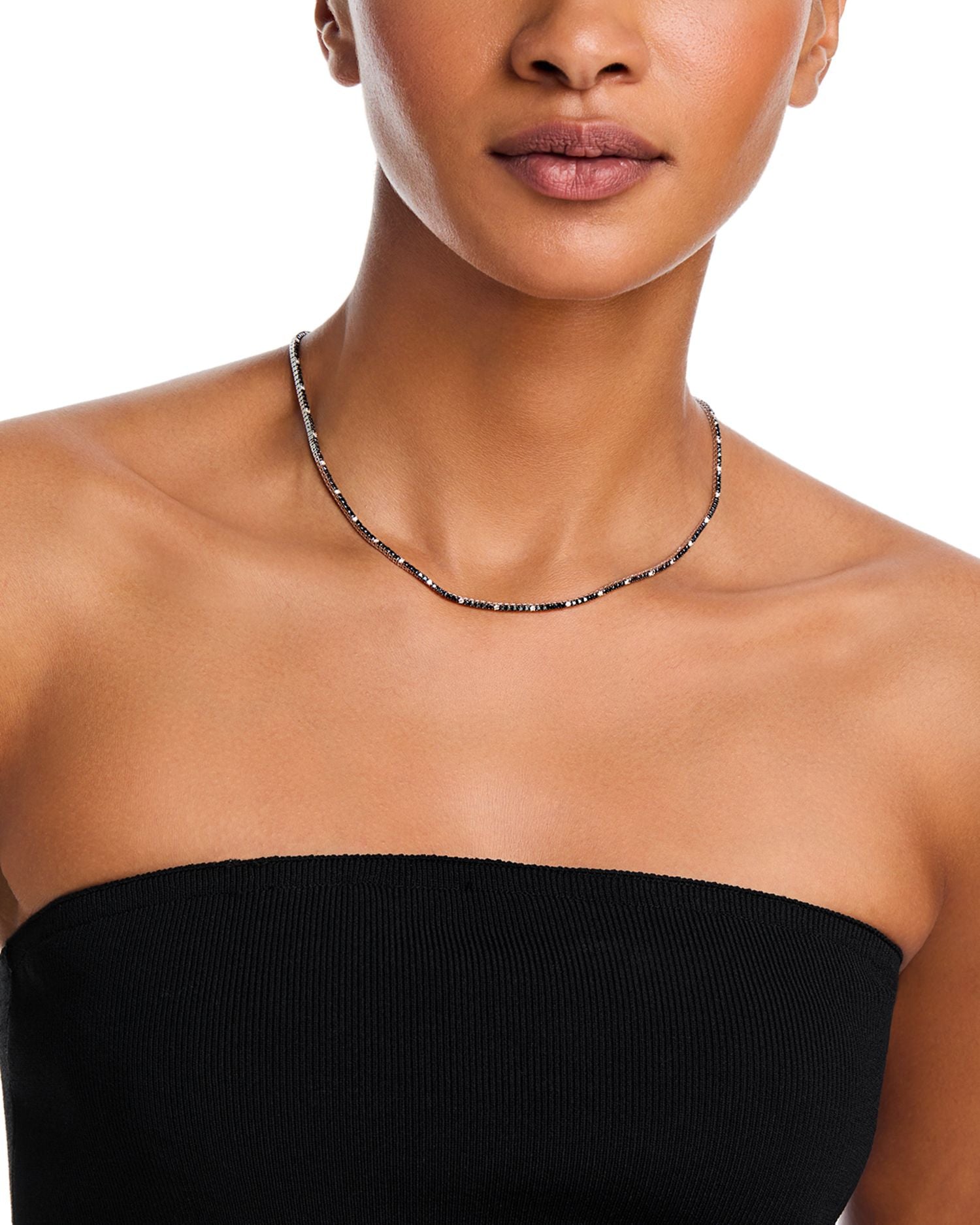 Black & White Diamond Tennis Necklace in 14K White Gold, 3.6 ct. t.w. - Exclusive