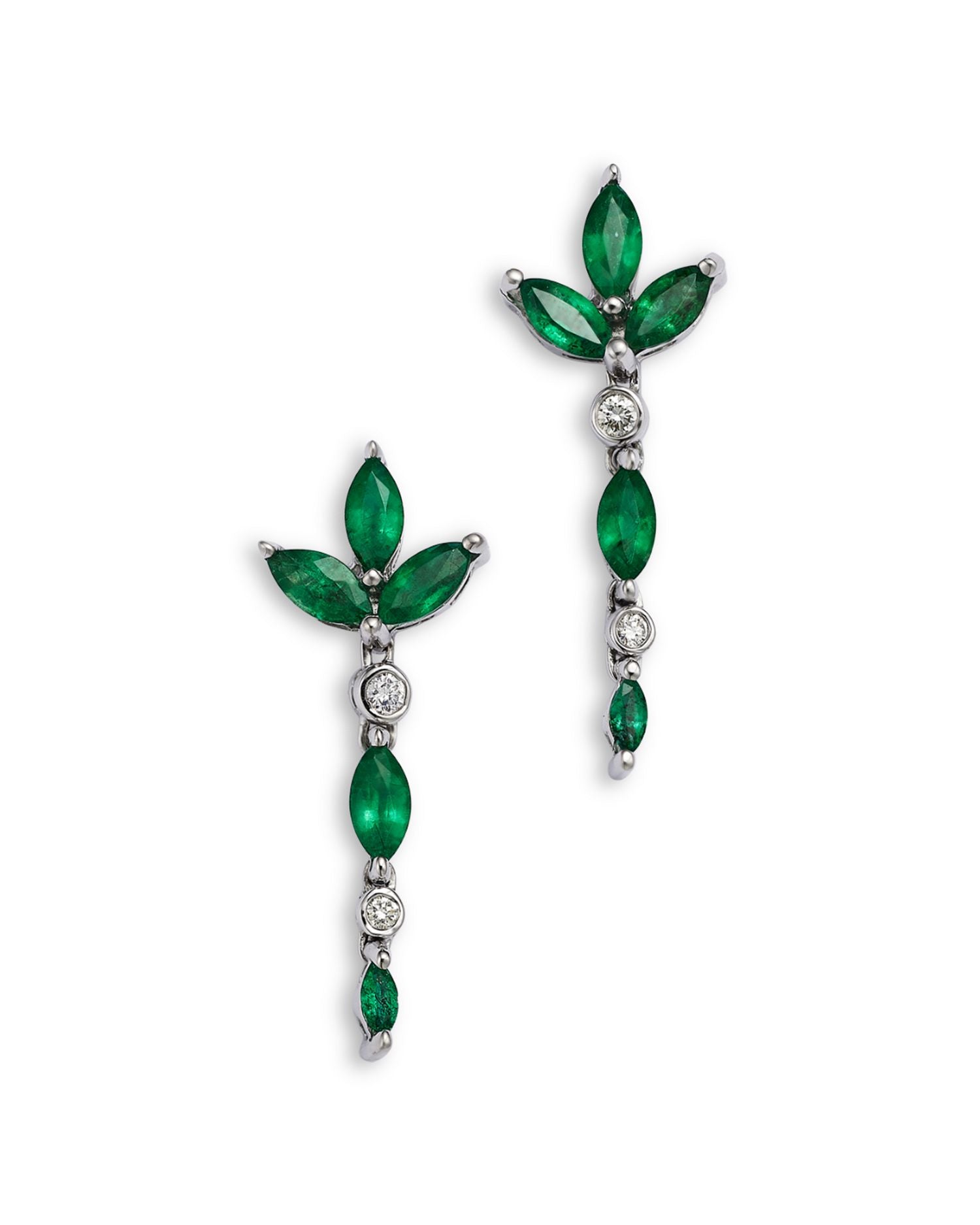 Fine Collection Emerald & Diamond Drop Earrings in 14K White Gold - Exclusive