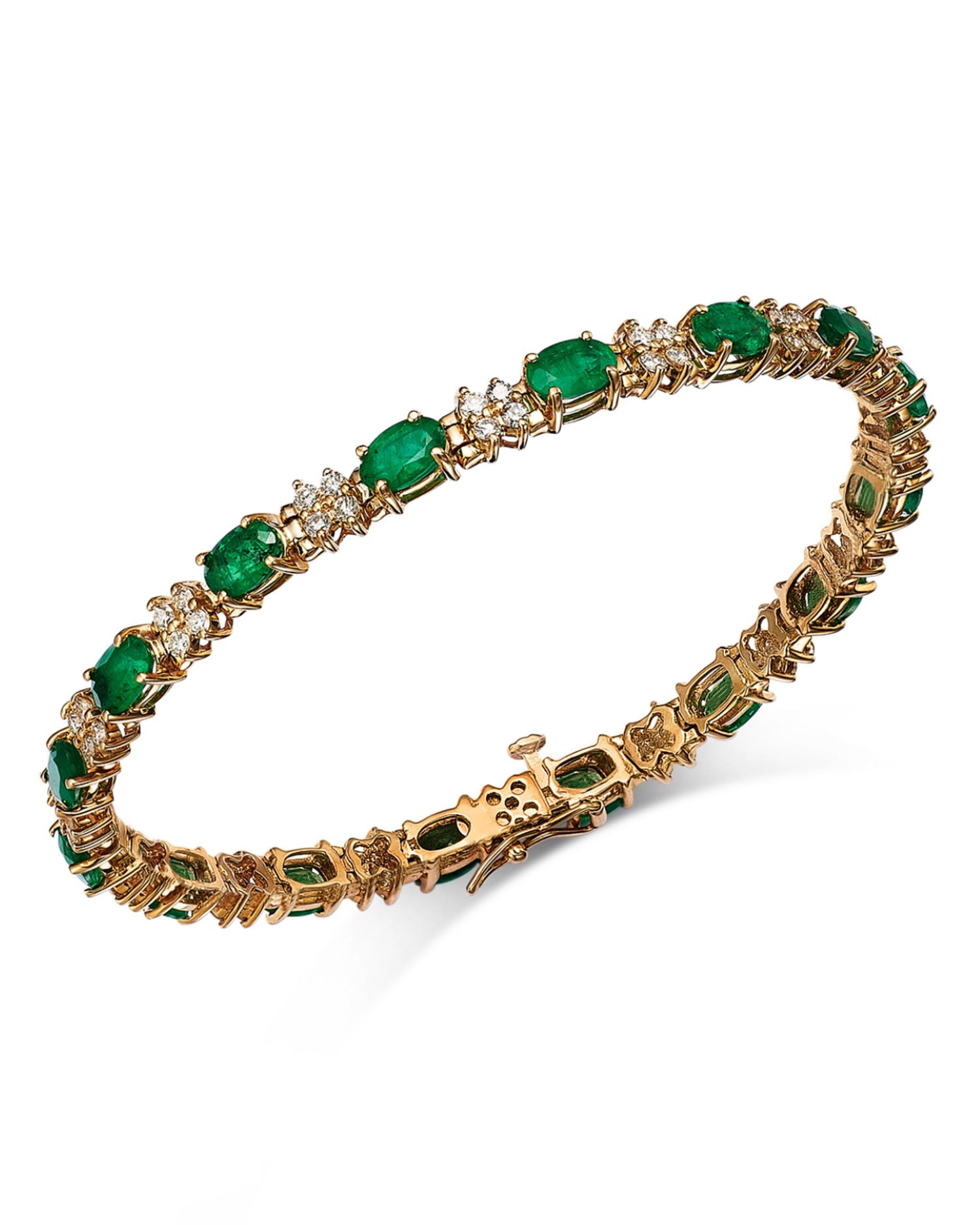 Emerald & Diamond Link Bracelet in 14K Yellow Gold - Exclusive