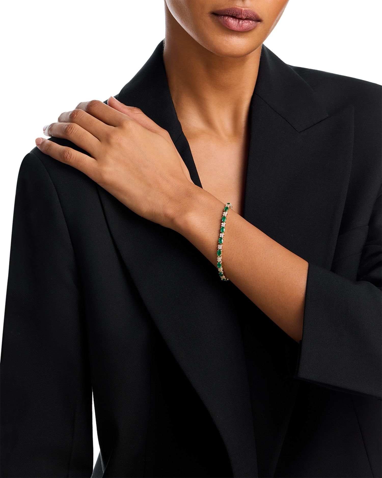 Emerald & Diamond Link Bracelet in 14K Yellow Gold - Exclusive