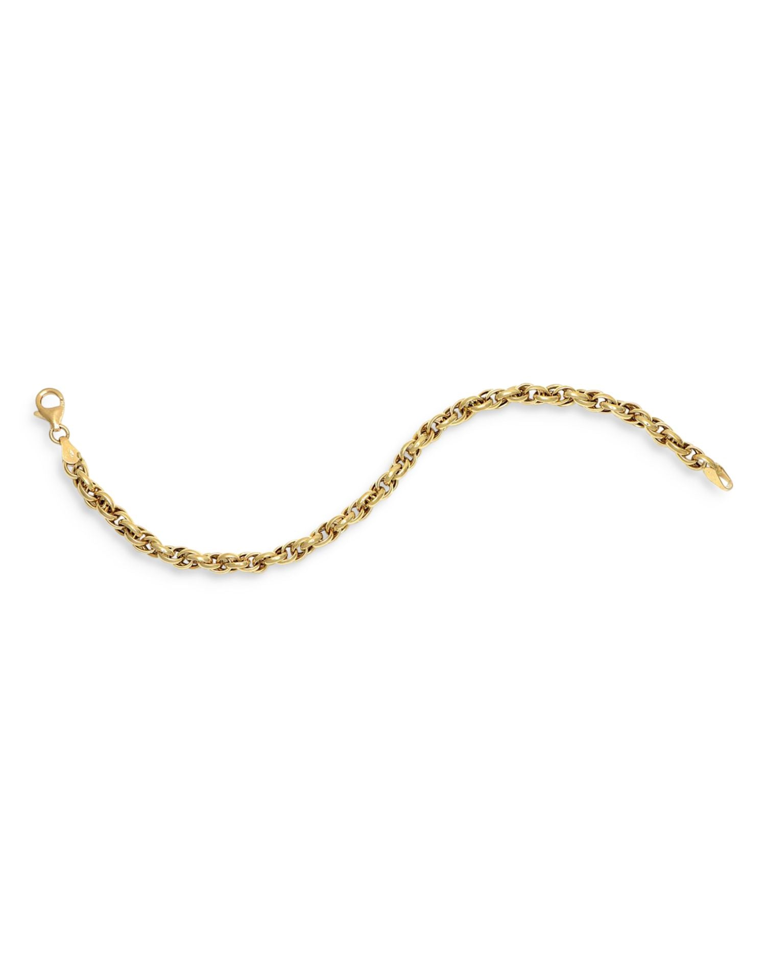 Torchon Rope Link Chain Bracelet in 14K Yellow Gold