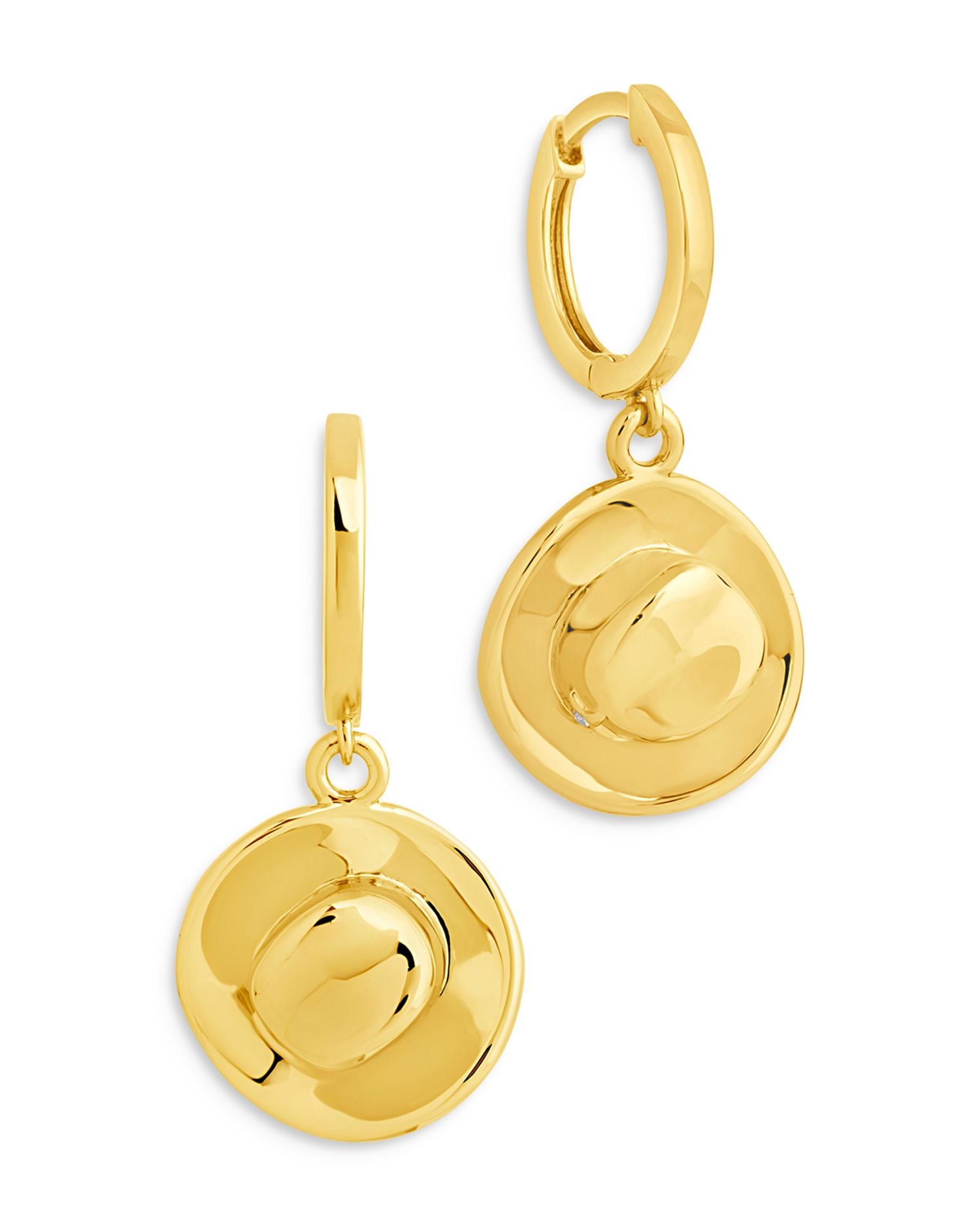 Cowboy Hat Charm Hoop Earrings in 14K Gold Plated