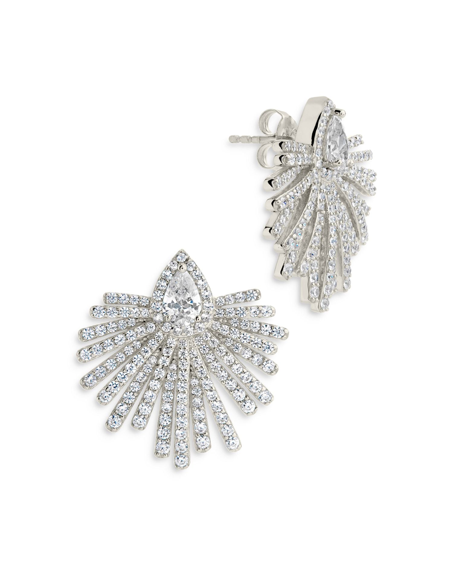 Cameron Cubic Zirconia Stud Earrings in Rhodium Plated