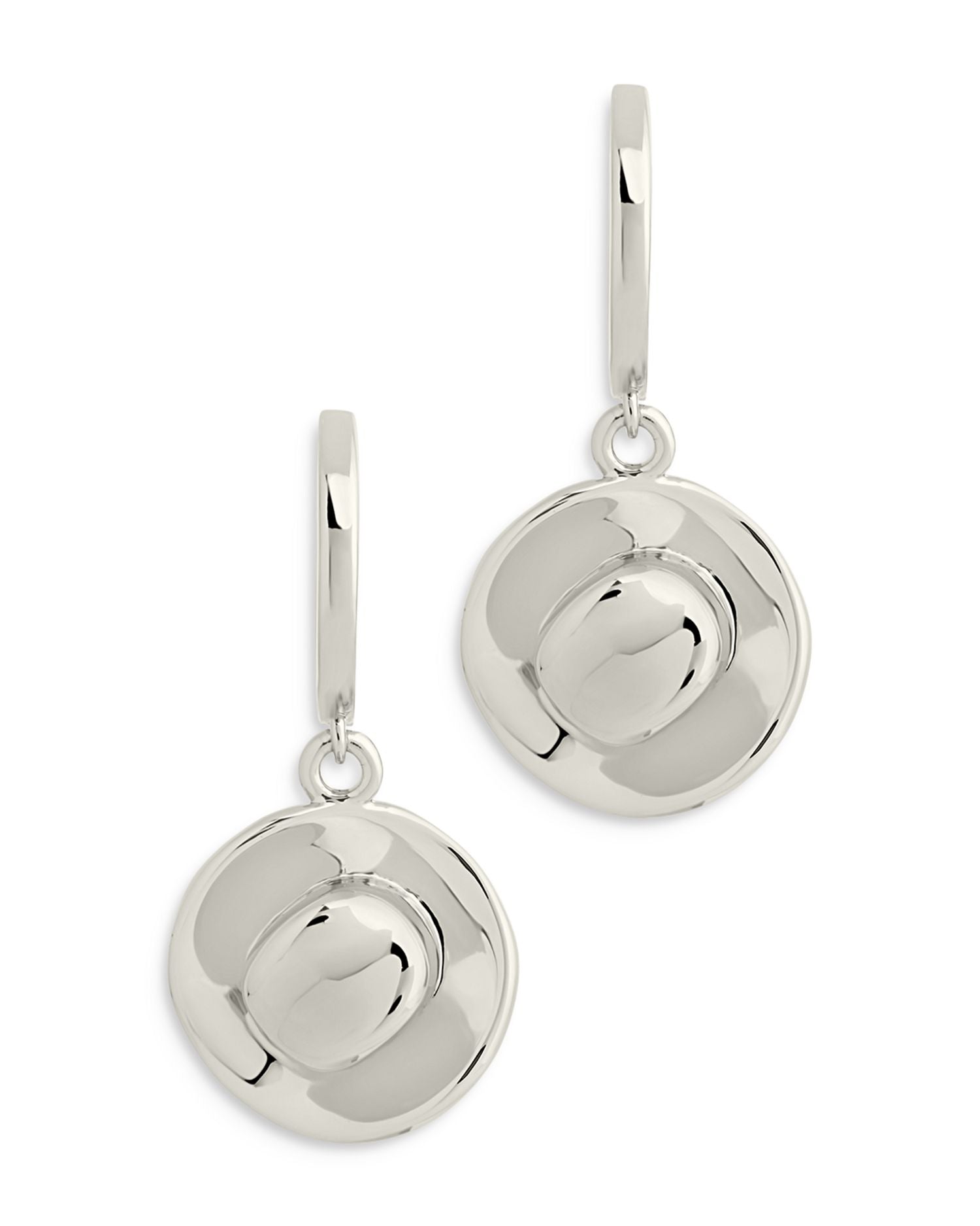 Cowboy Hat Charm Hoop Earrings in Rhodium Plated