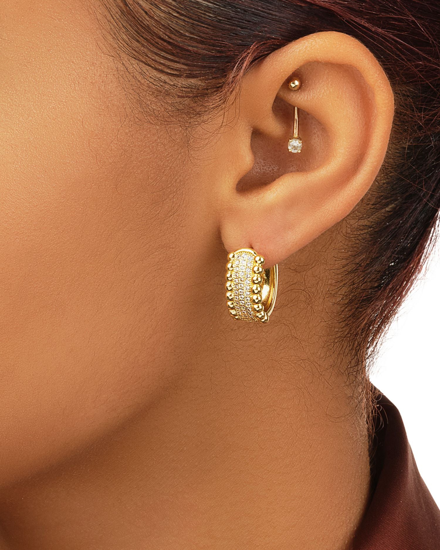 Ellerie Pavé Hoop Earrings in 14K Gold Plated