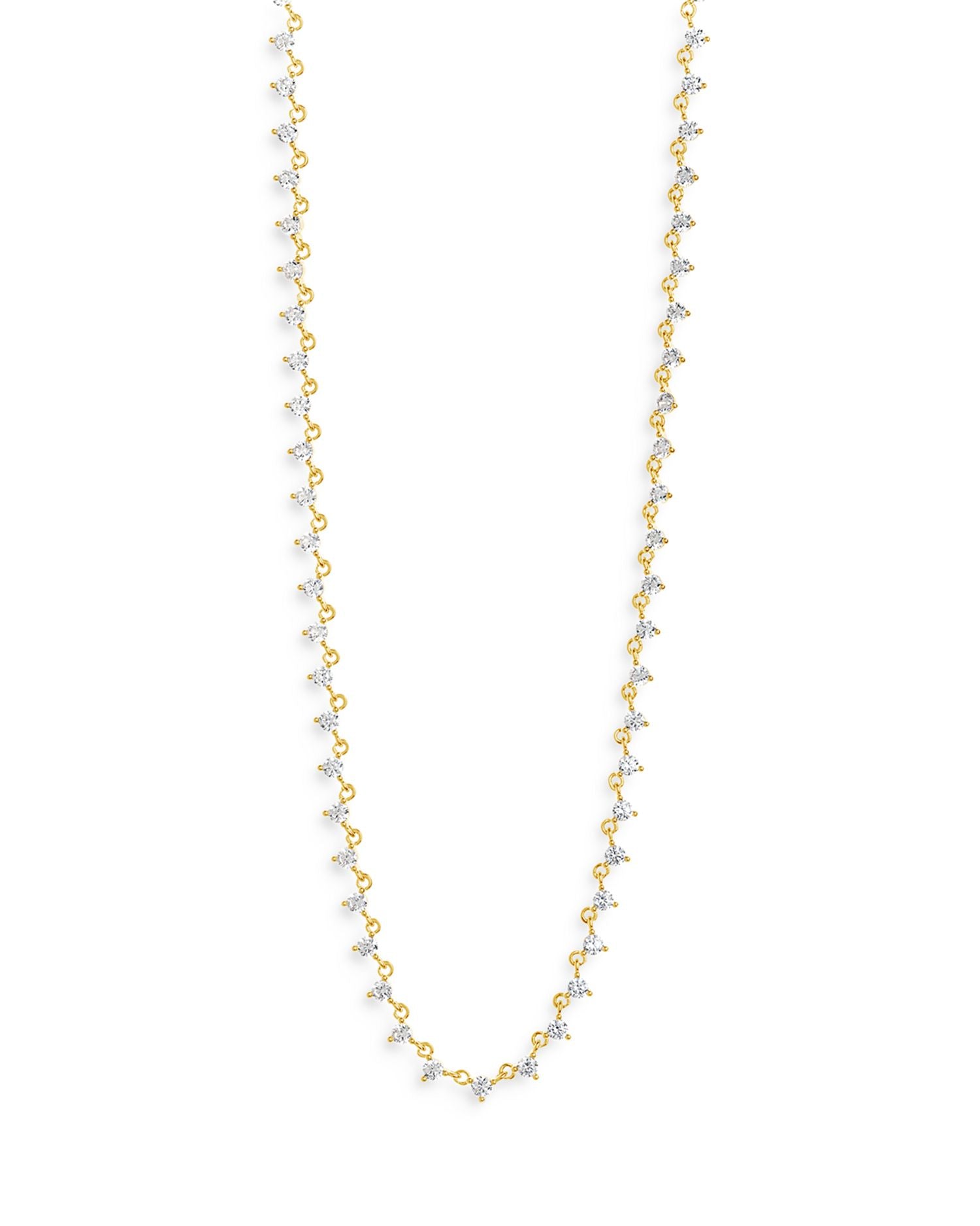 Brigid Cubic Zirconia Tennis Necklace in 14K Gold Plated, 16"-18"