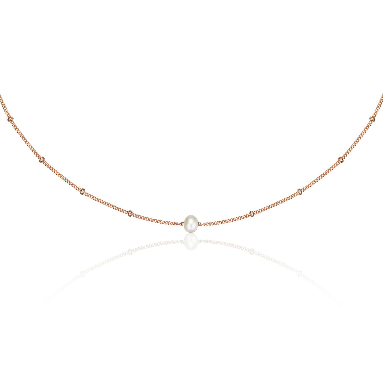 Rose Gold Satellite Single Pearl Choker