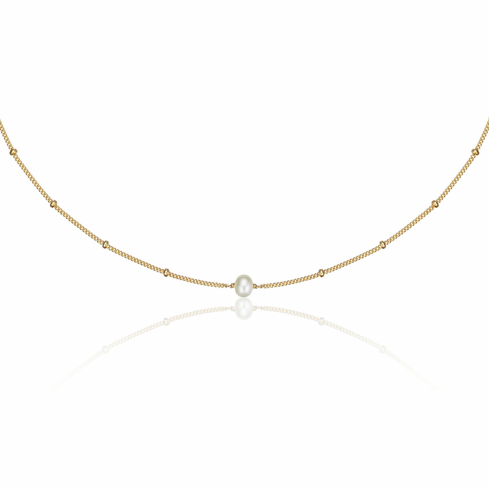 Gold Satellite Single Pearl Choker