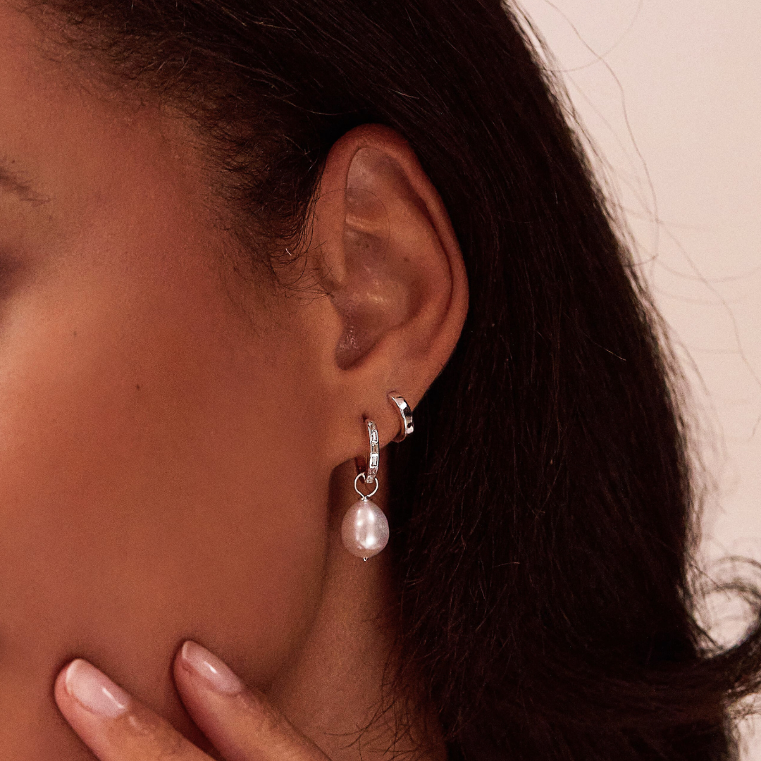 Silver Plain Huggie Hoop Earrings