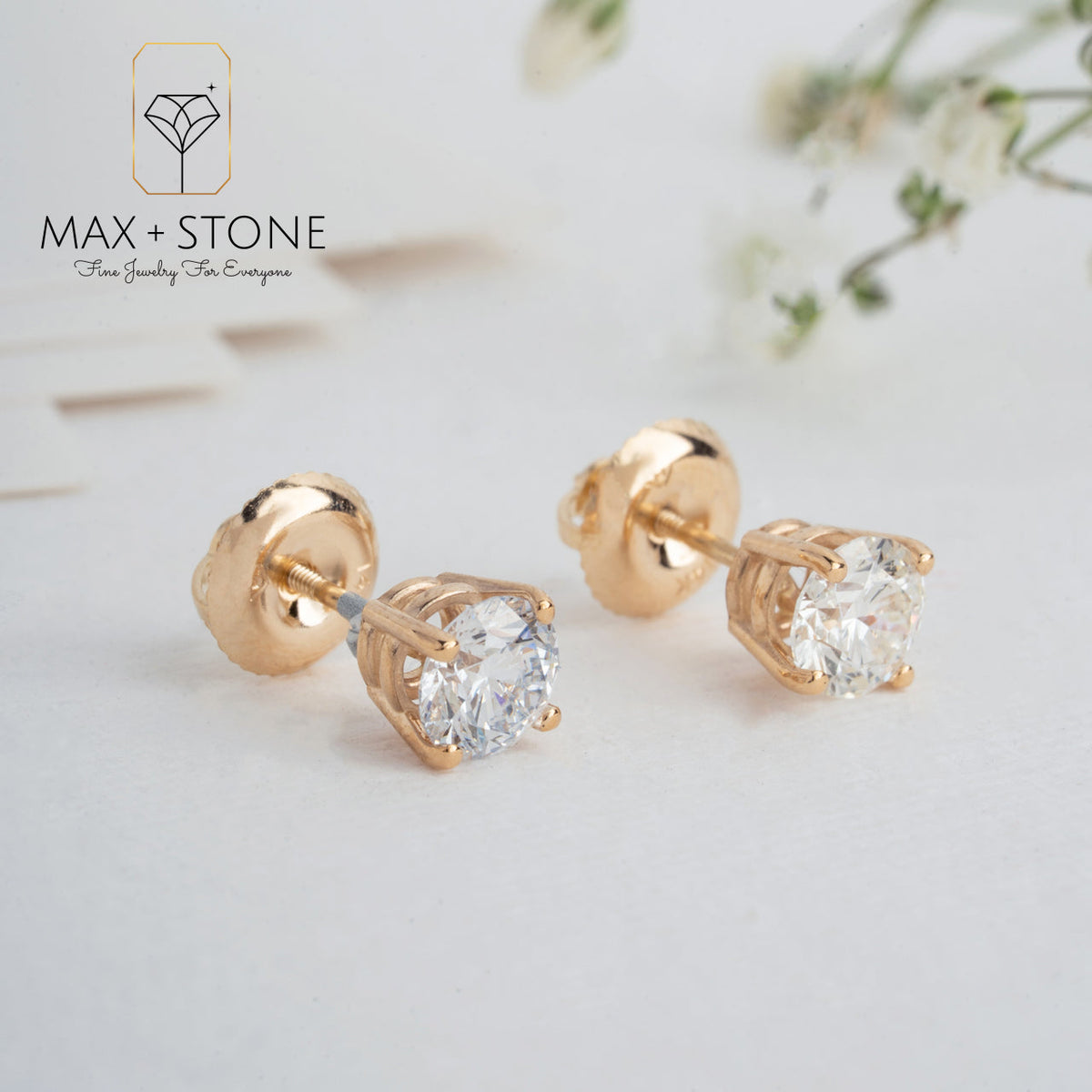 3/4 Carat Total Weight Real Certified Diamond Stud Earrings In 14k Yellow Gold