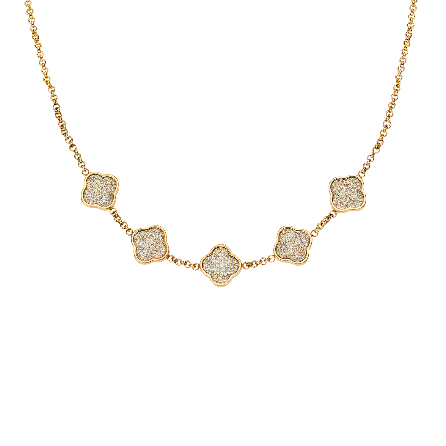Shimmer Pavé Clover Necklace (Gold)