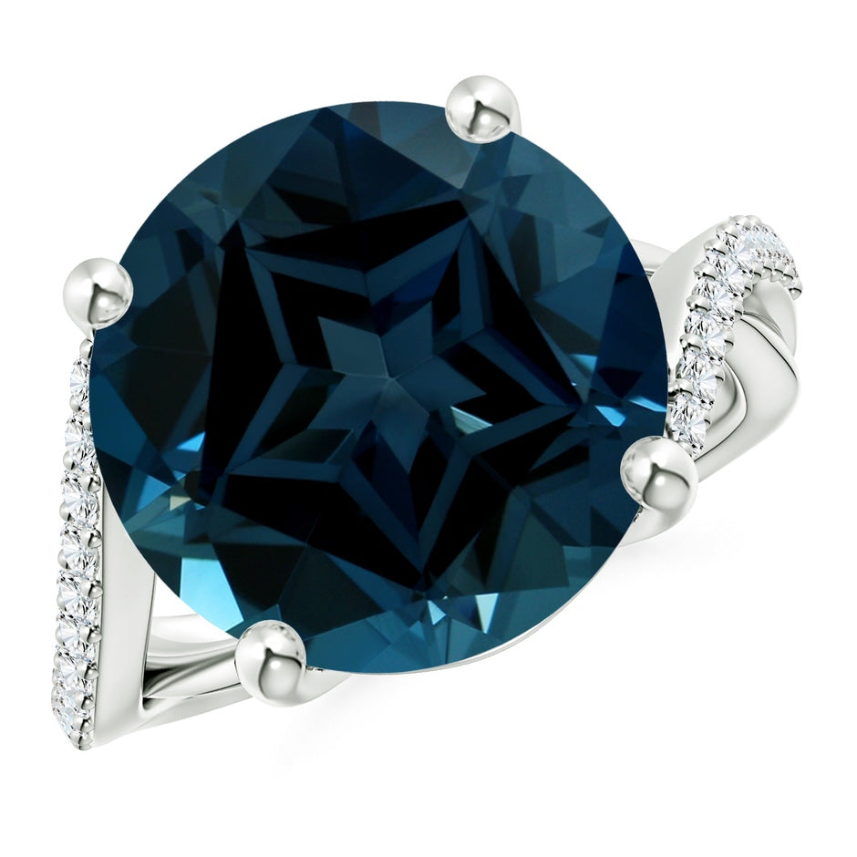 GIA Certified Solitaire London Blue Topaz Twisted Split Shank Ring