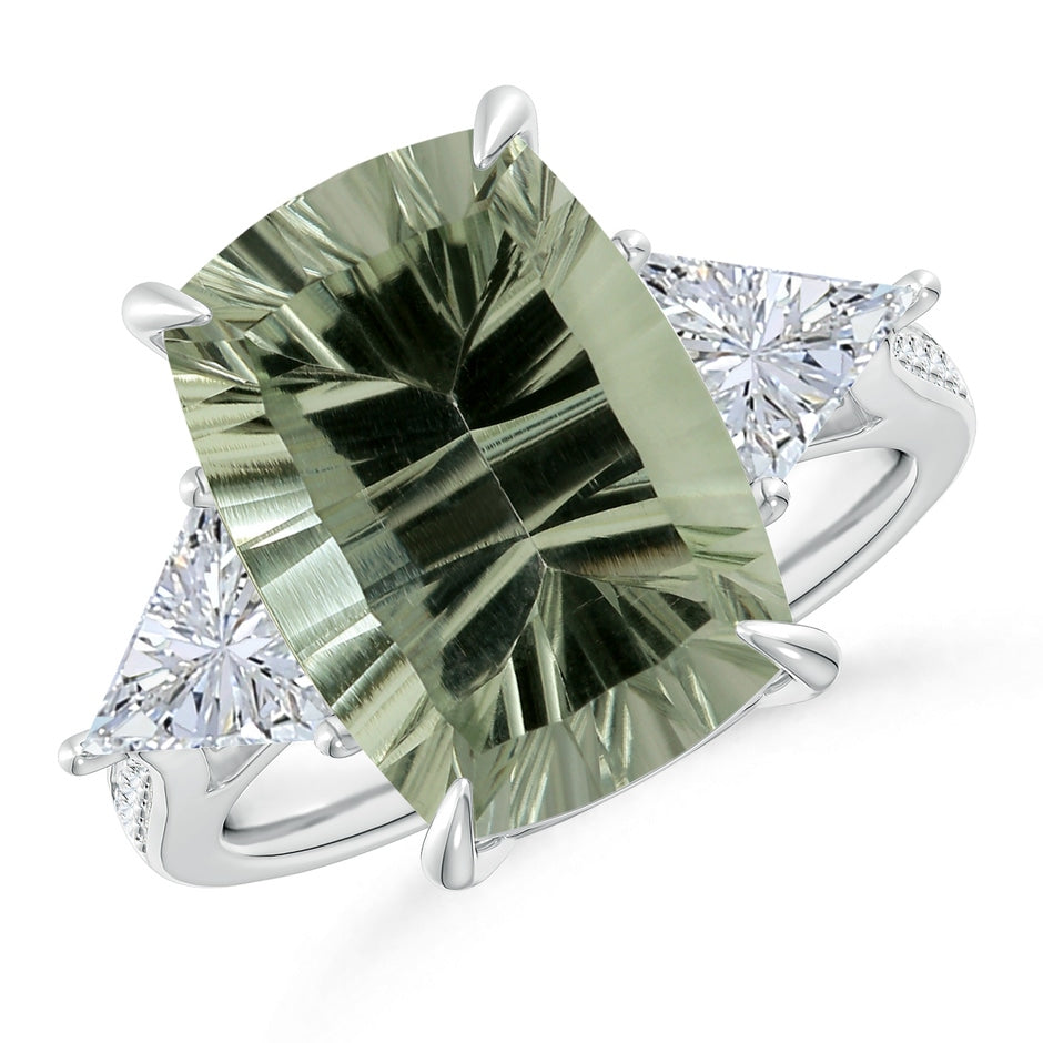 GIA Certified Classic Green Amethyst Three Stone Ring with Diamonds